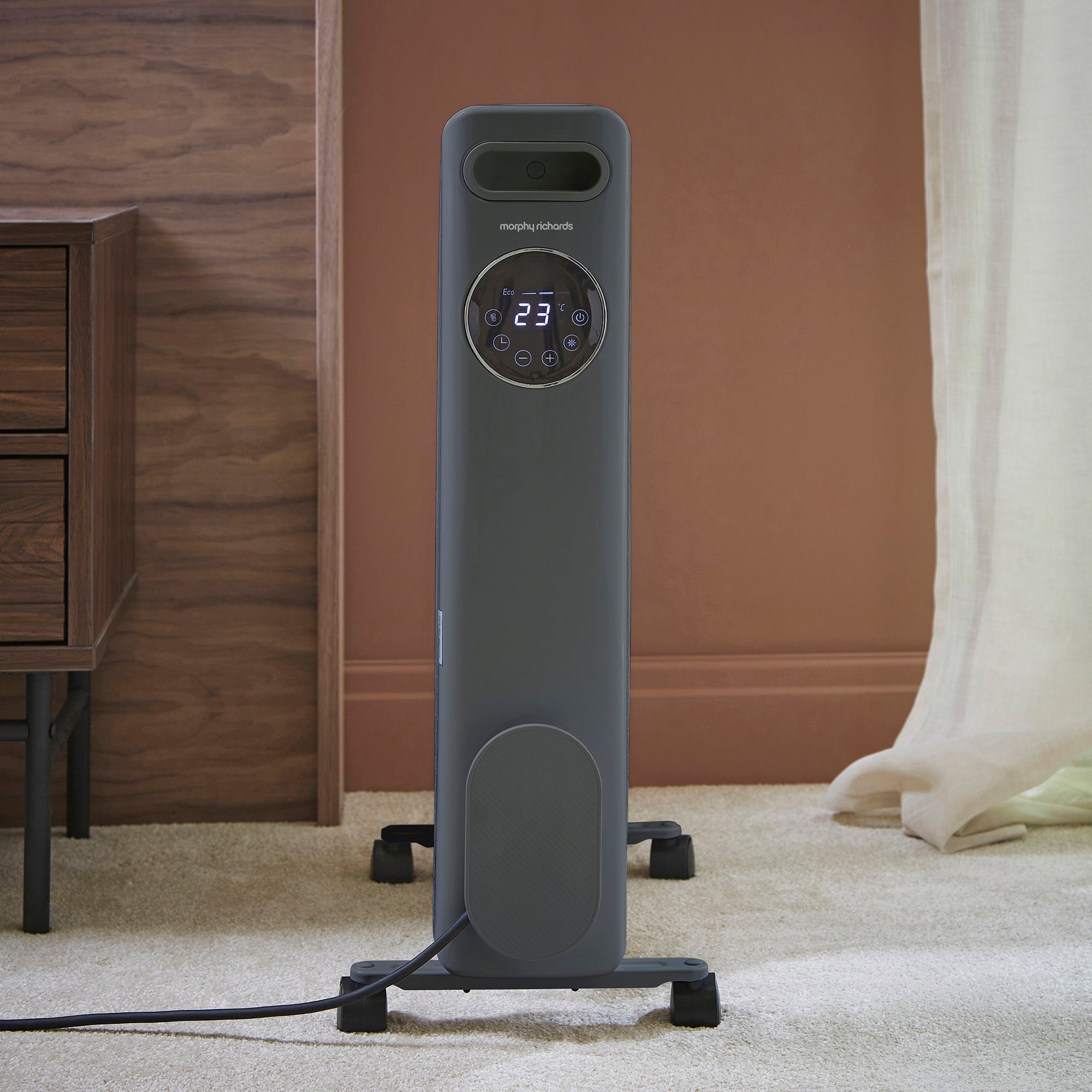 HeatFlux 2.5kw Digital Oil Filled Radiator with Remote Control - Grey