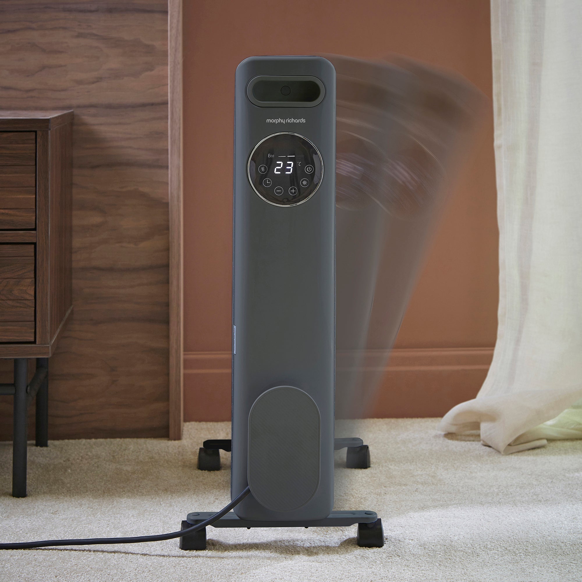 HeatFlux 2.5kw Digital Oil Filled Radiator with Remote Control - Grey