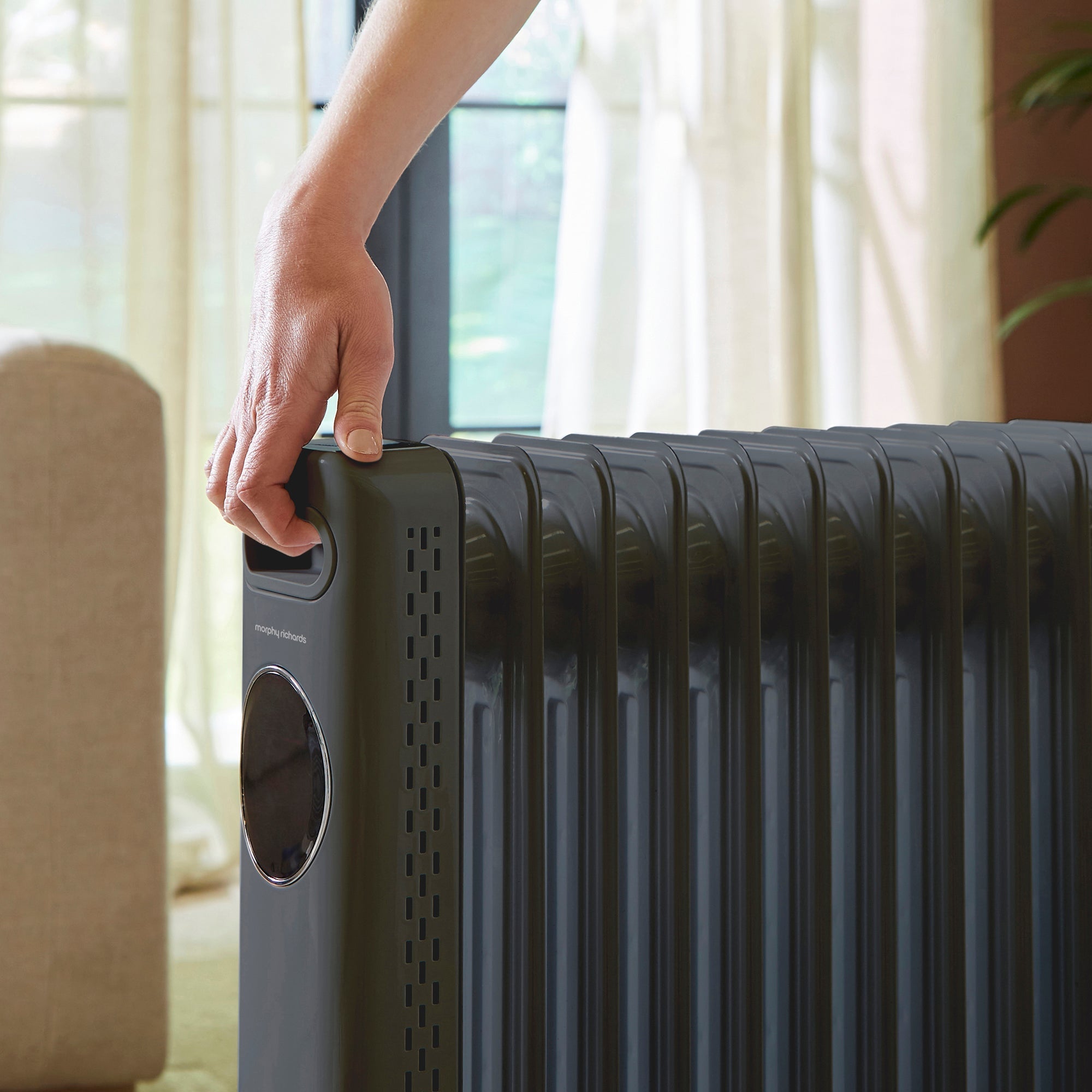 HeatFlux 2.5kw Digital Oil Filled Radiator with Remote Control - Grey