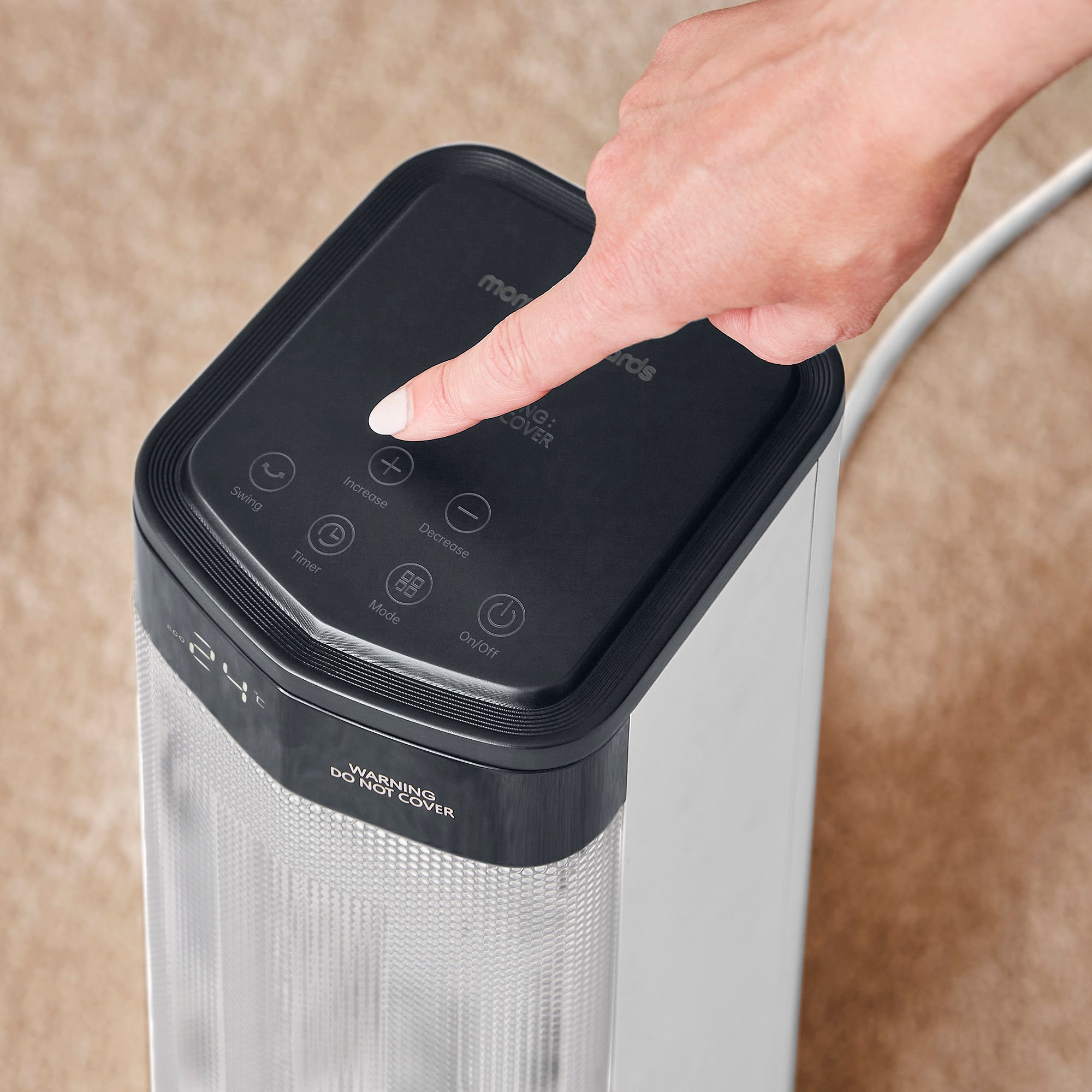 HeatFlux 2kw Digital Ceramic Tower Fan Heater with Remote Control - White