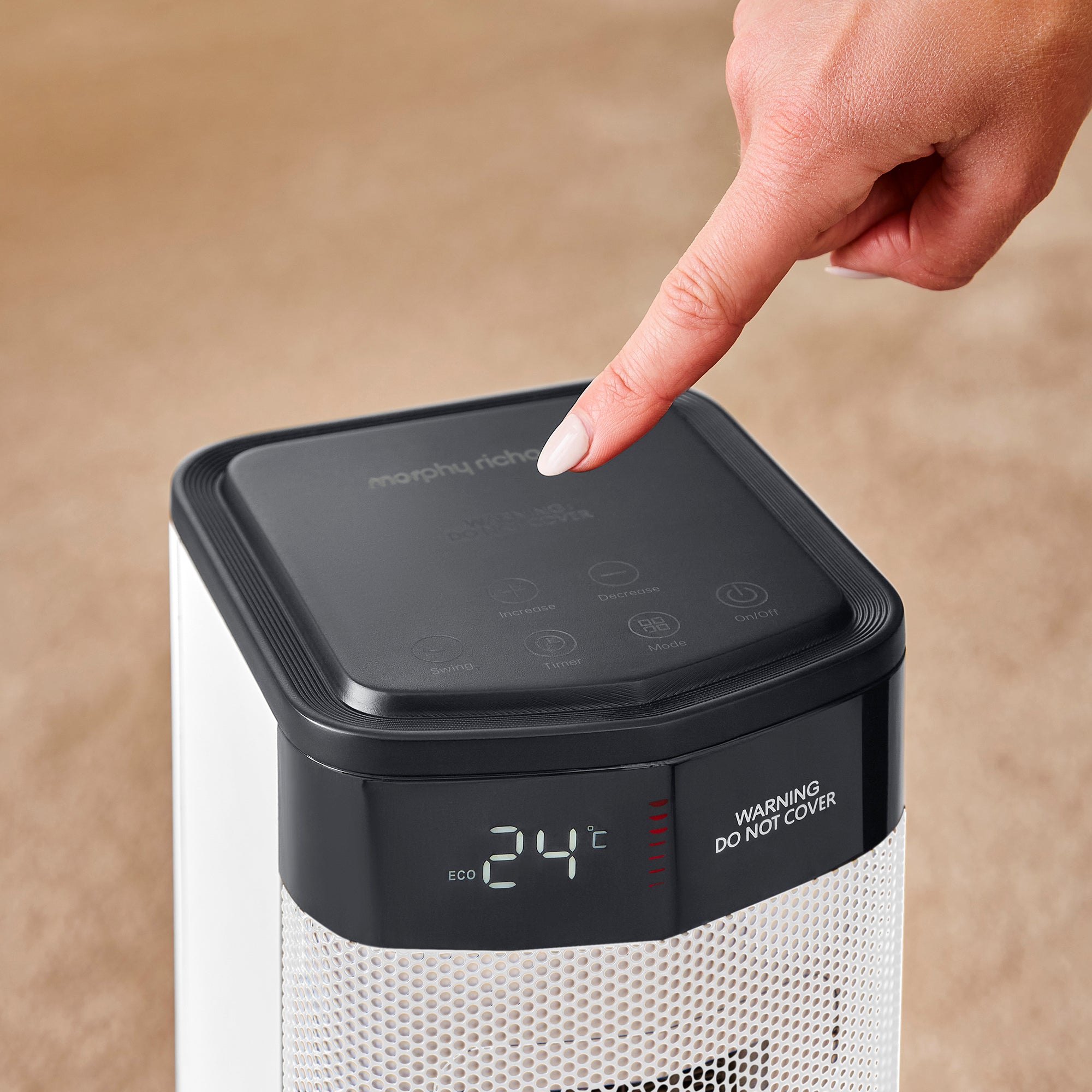 HeatFlux 2kw Digital Ceramic Tower Fan Heater with Remote Control - White