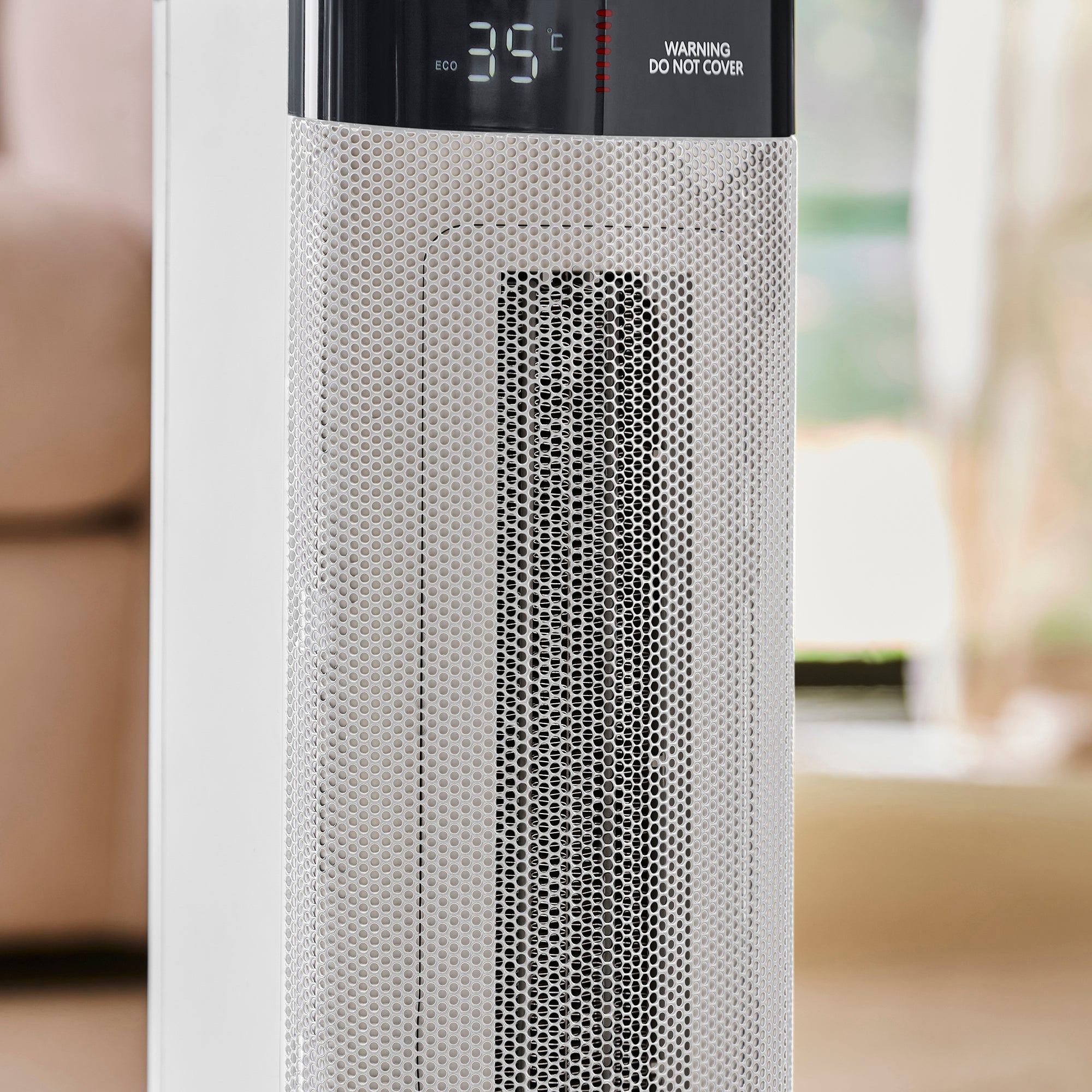 HeatFlux 2kw Digital Ceramic Tower Fan Heater with Remote Control - White