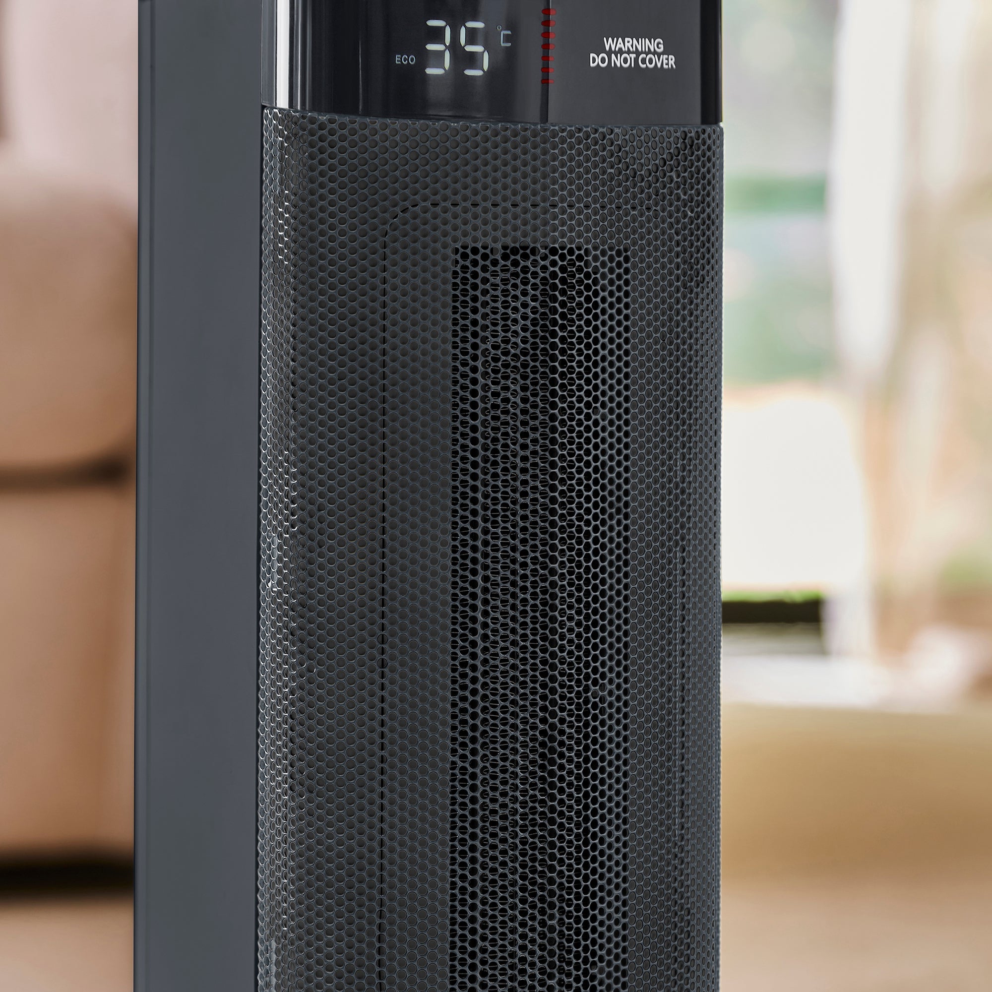 HeatFlux 2kw Digital Ceramic Tower Fan Heater with Remote Control - Grey