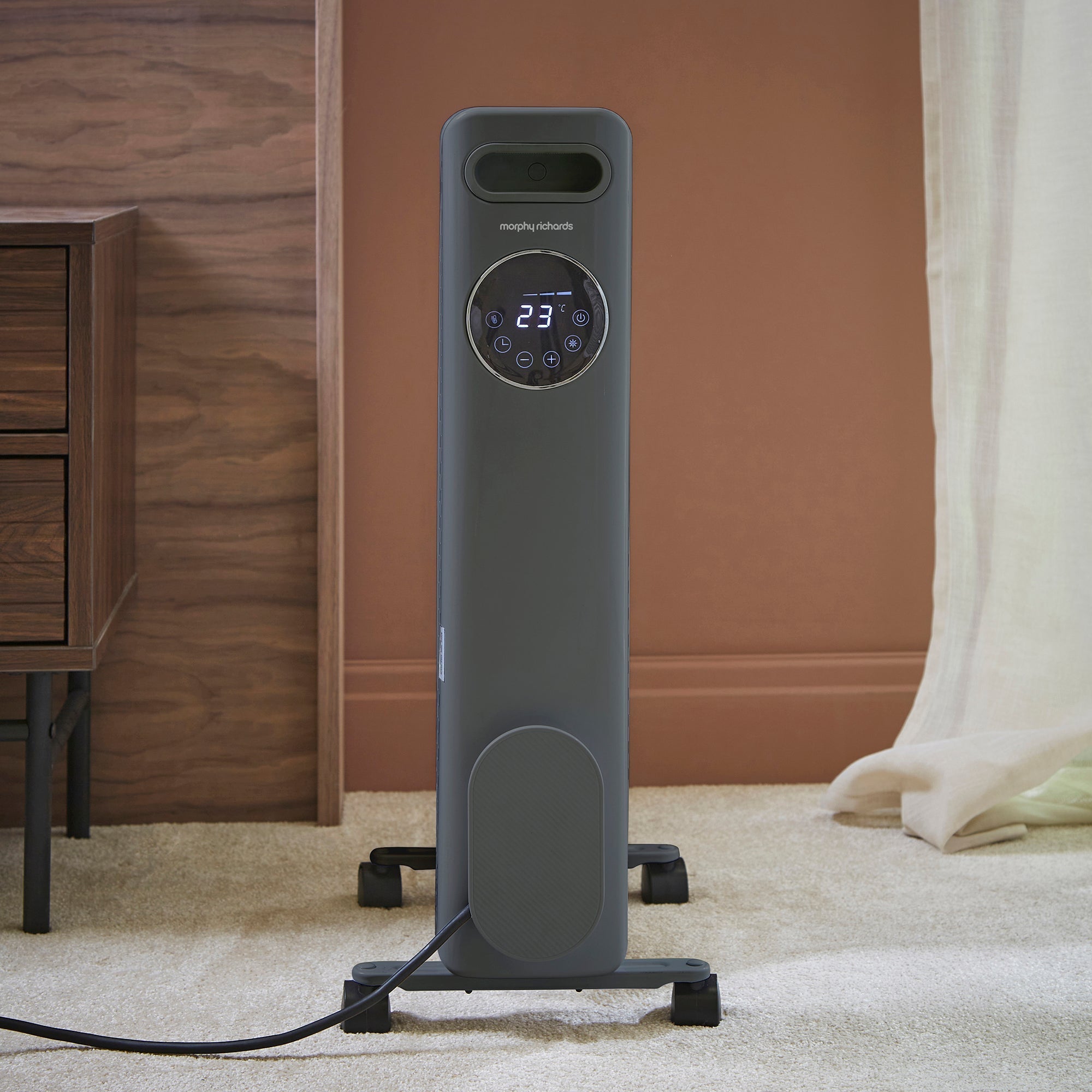 HeatFlux 2kw Digital Oil Filled Radiator with Remote Control - Grey