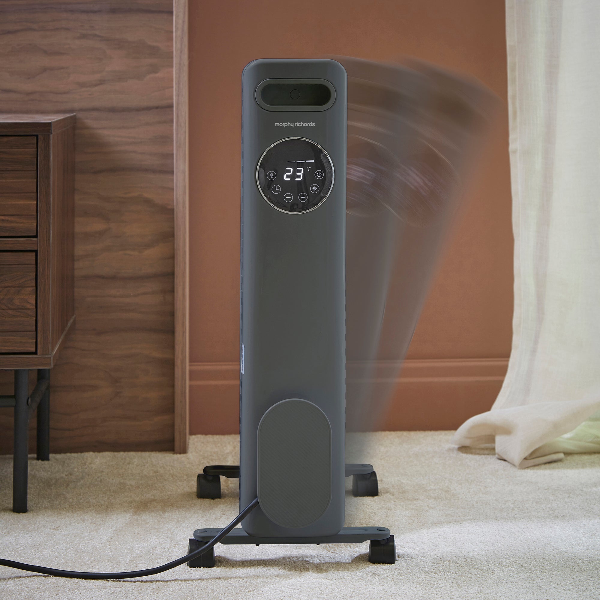 HeatFlux 2kw Digital Oil Filled Radiator with Remote Control - Grey