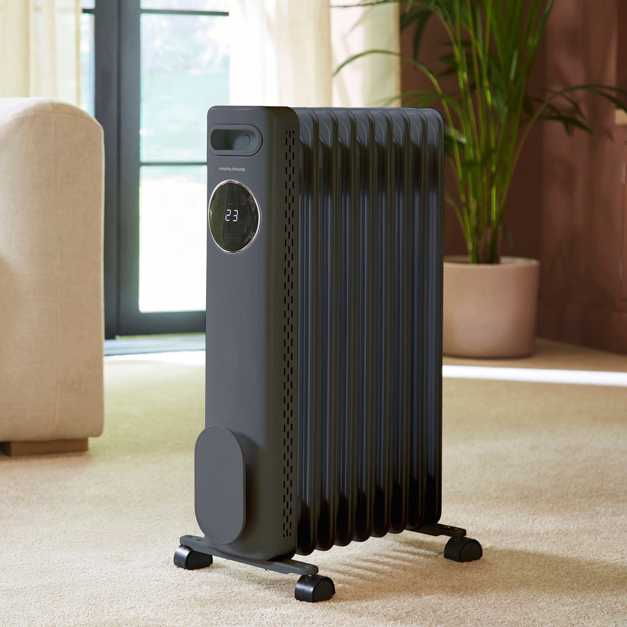 HeatFlux 2kw Digital Oil Filled Radiator with Remote Control - Grey