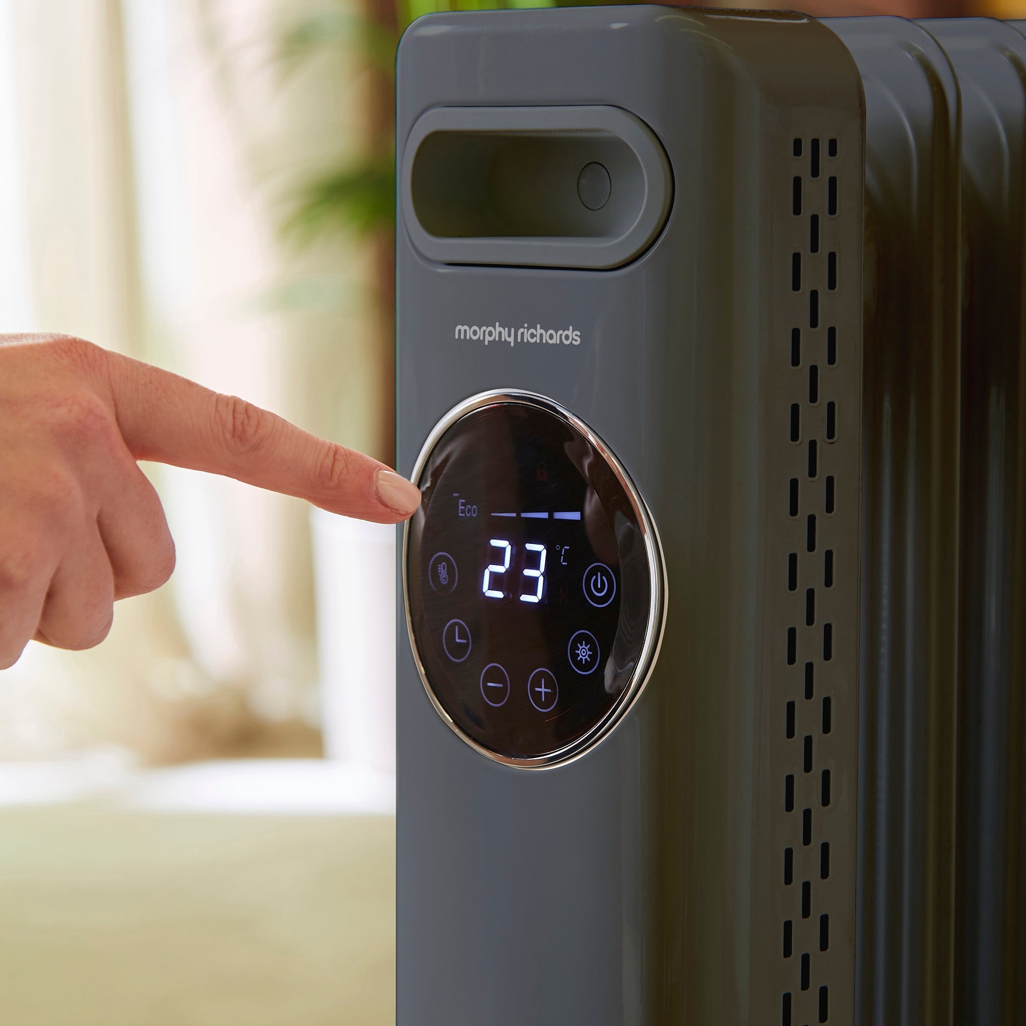 HeatFlux 2kw Digital Oil Filled Radiator with Remote Control - Grey