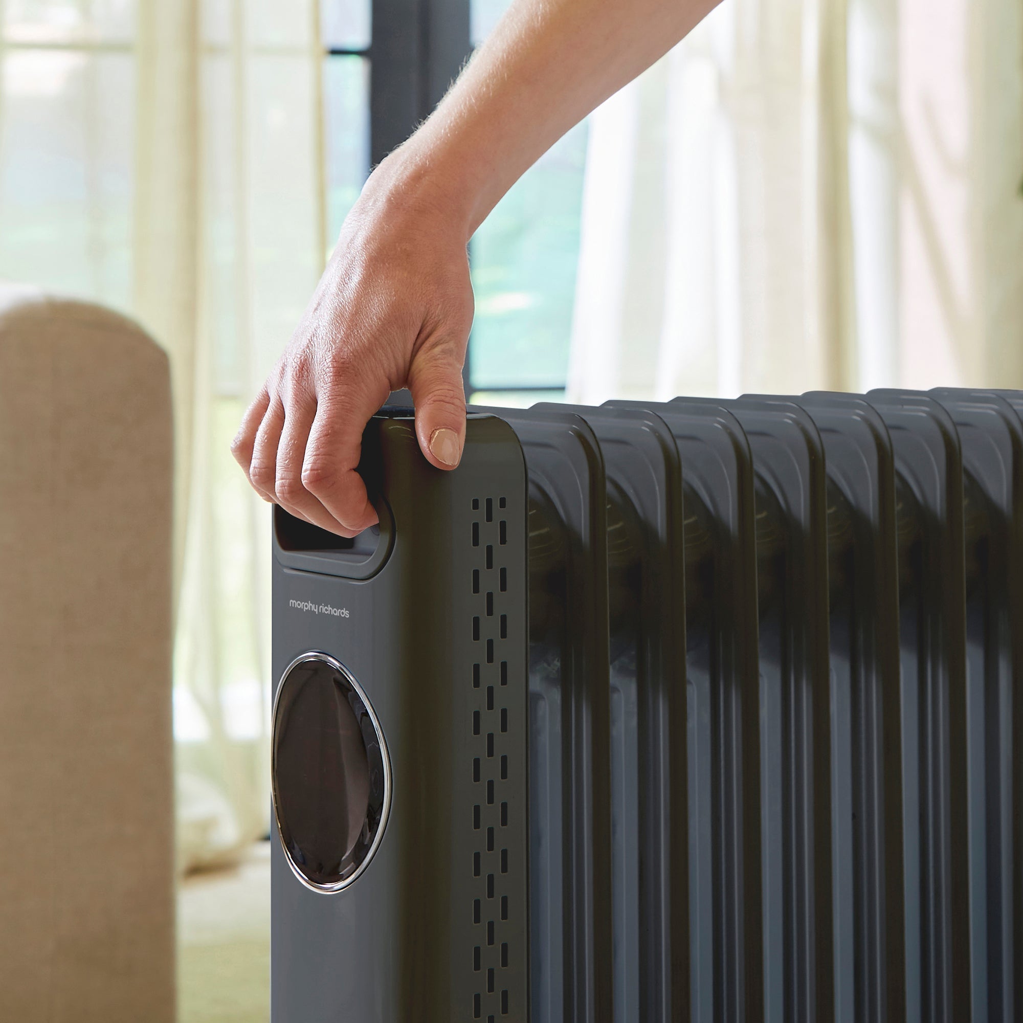 HeatFlux 2kw Digital Oil Filled Radiator with Remote Control - Grey