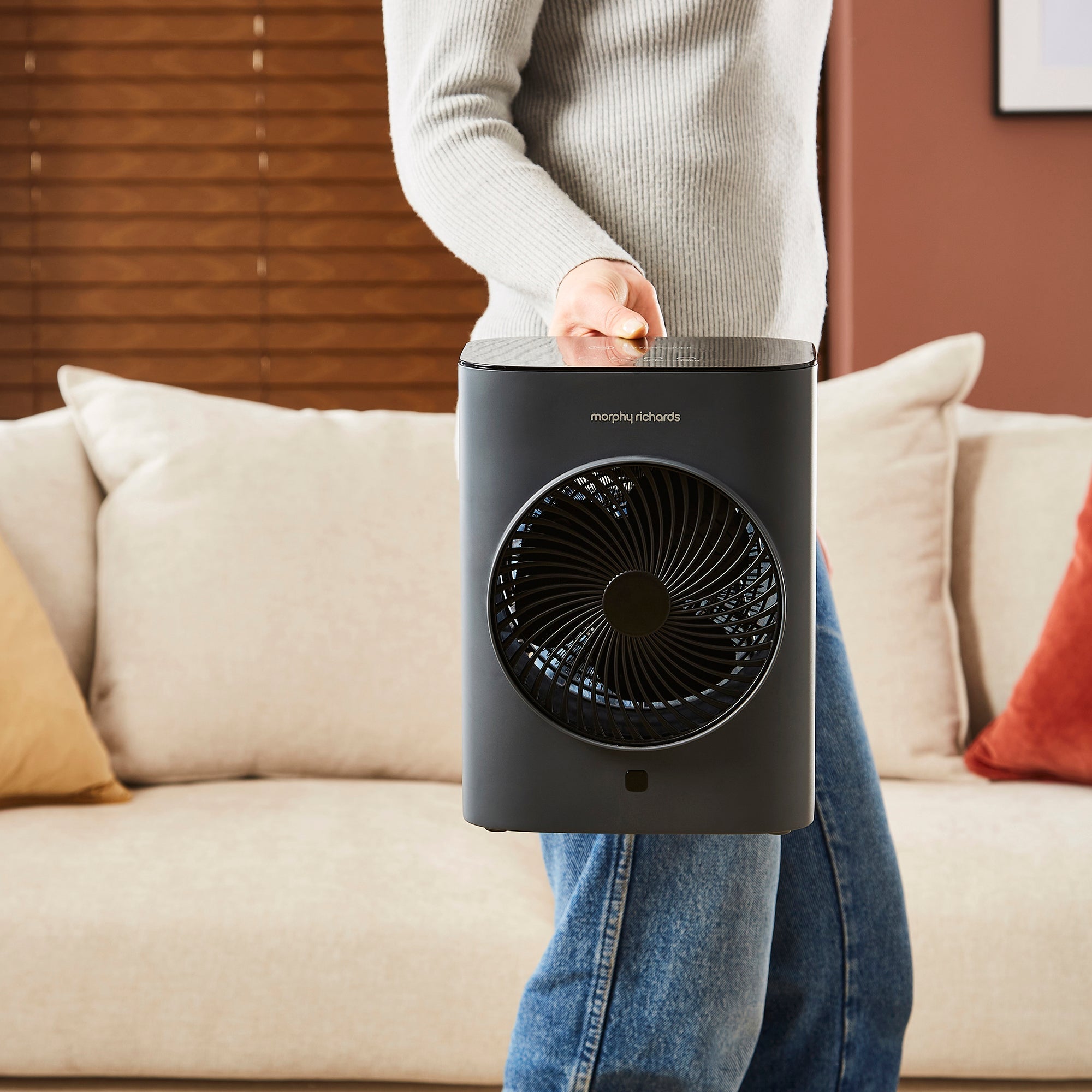 HeatFlux 2kw Upright Fan Heater with Remote Control - Grey