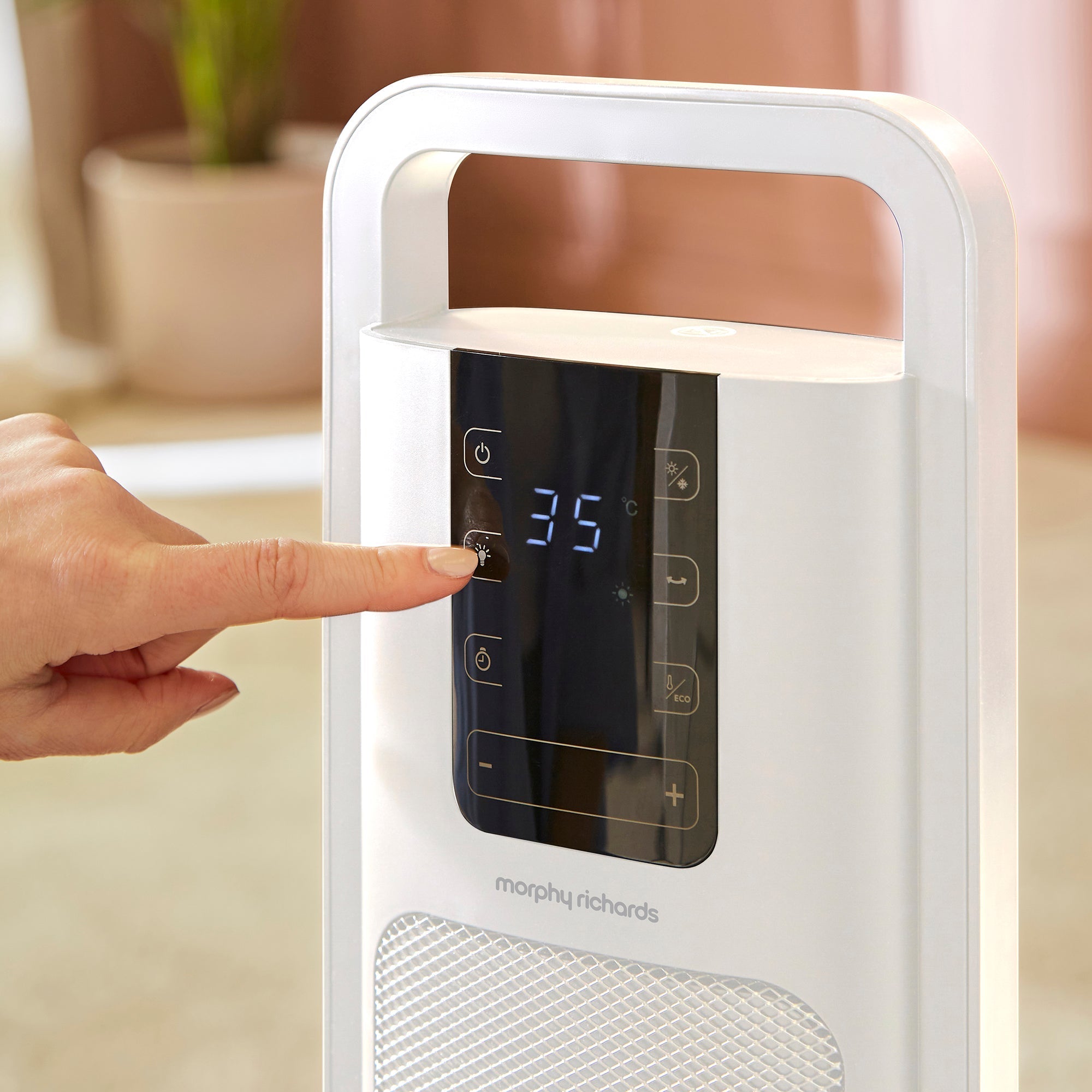 HeatFlux Ultra Thin 2kw Ceramic Tower Fan Heater with Remote Control - White