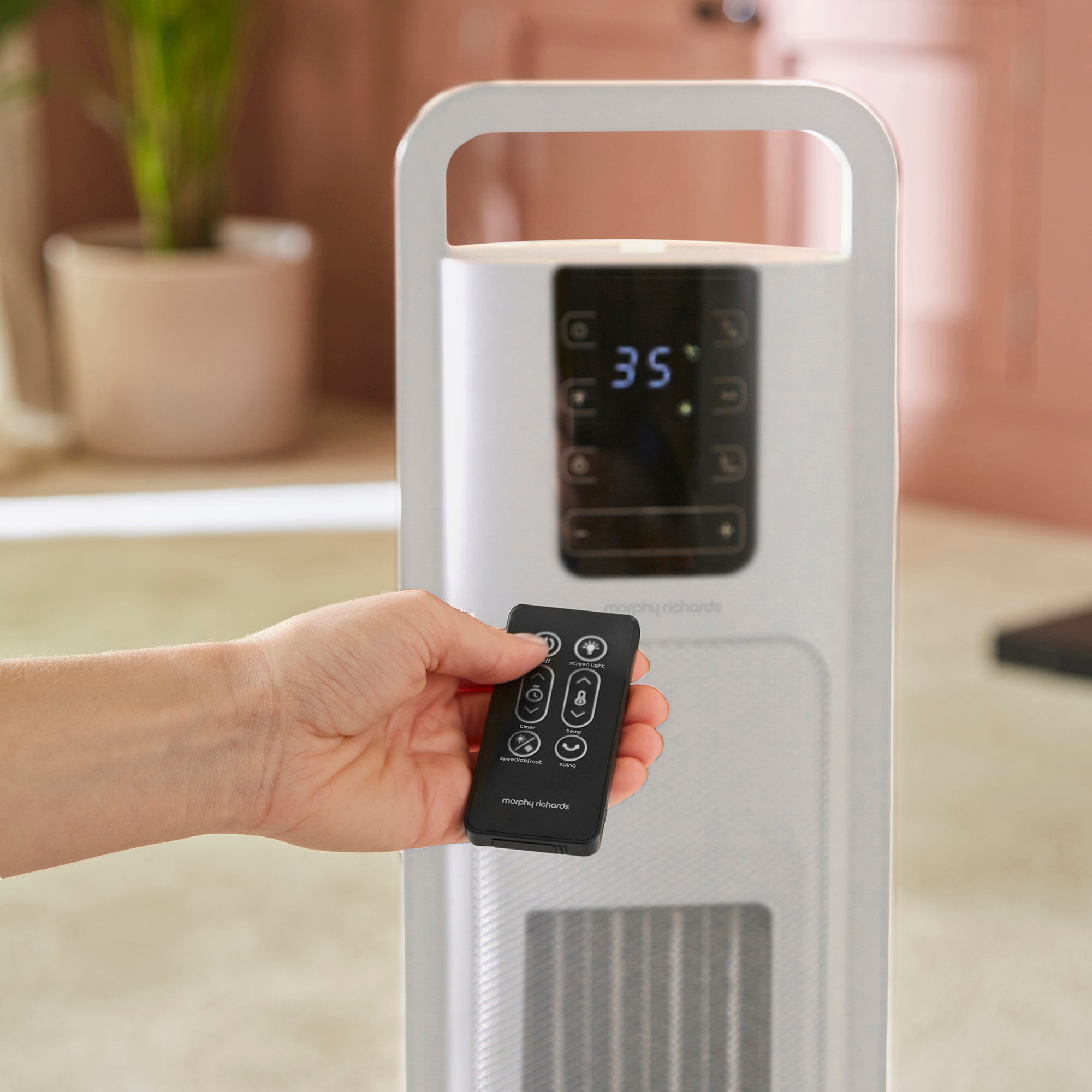 HeatFlux Ultra Thin 2kw Ceramic Tower Fan Heater with Remote Control - White