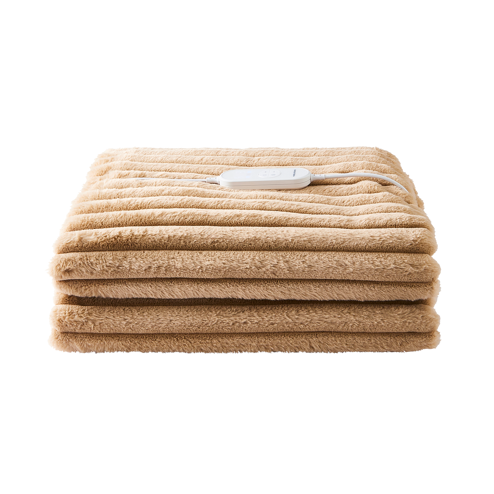 EverCosy Small Luxury Striped Fleece Electric Heated Throw - Mocha