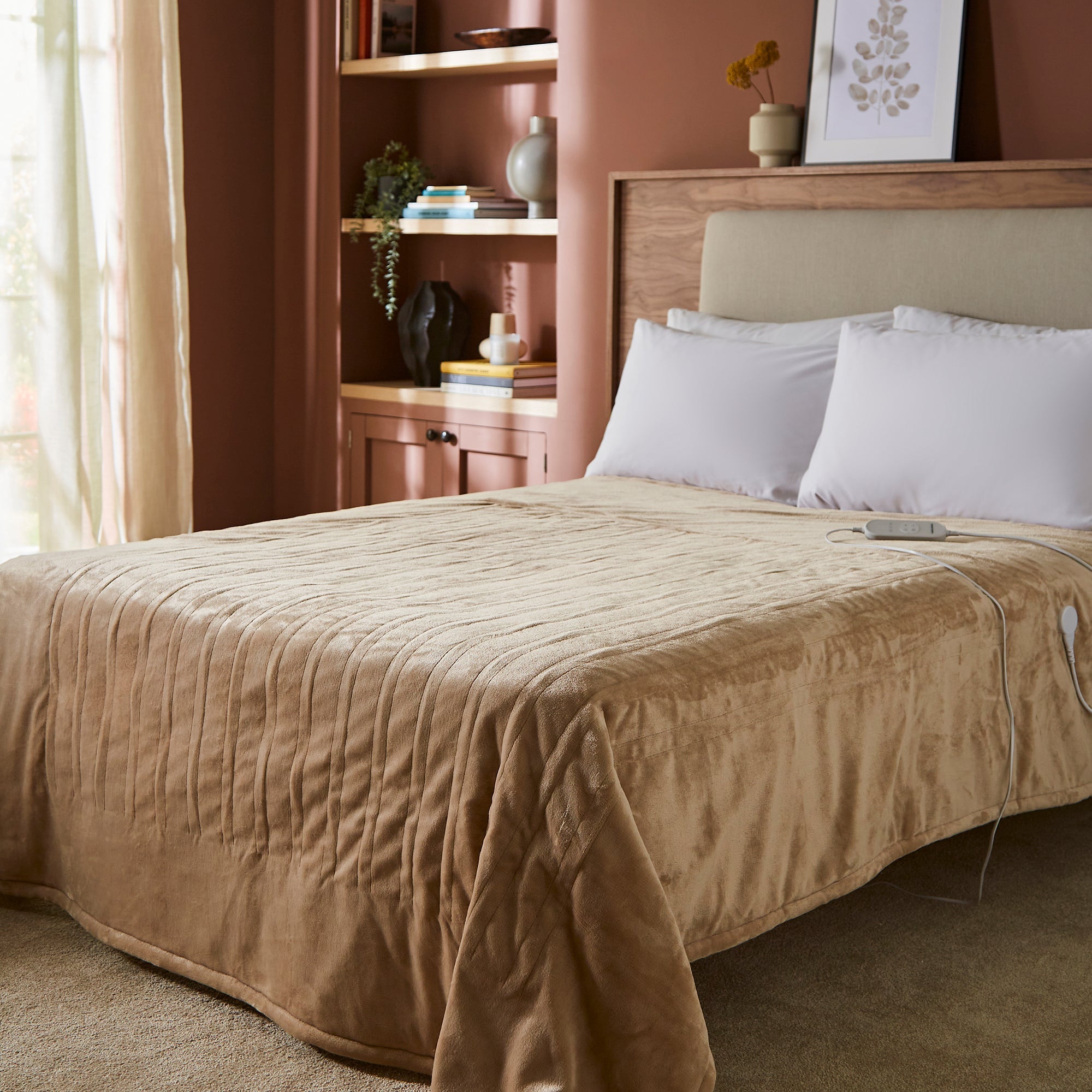 EverCosy Large Fleece Electric Heated Throw - Mocha