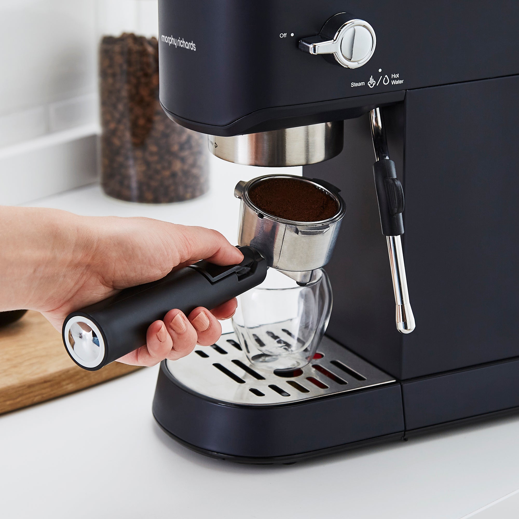 Traditional Compact Pump Espresso Coffee Machine - Navy