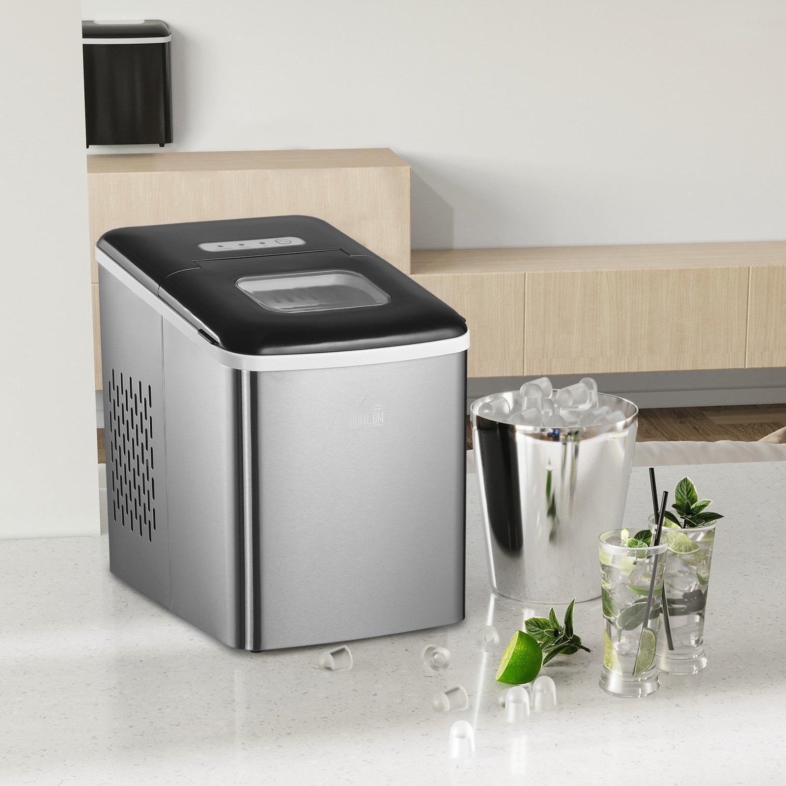 HOMCOM Compact Countertop Ice Maker Machine