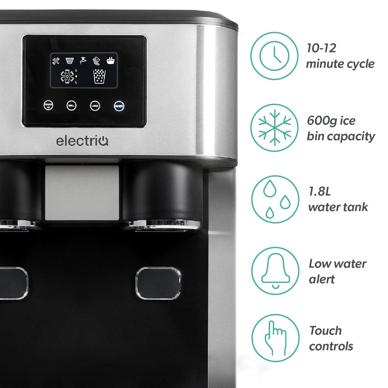 electriQ Countertop Ice Maker With Ice Crusher and Water Dispenser