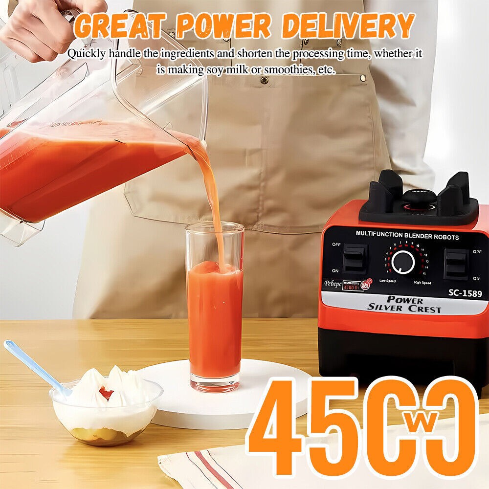 4500W Commercial Blender with 2 Jugs