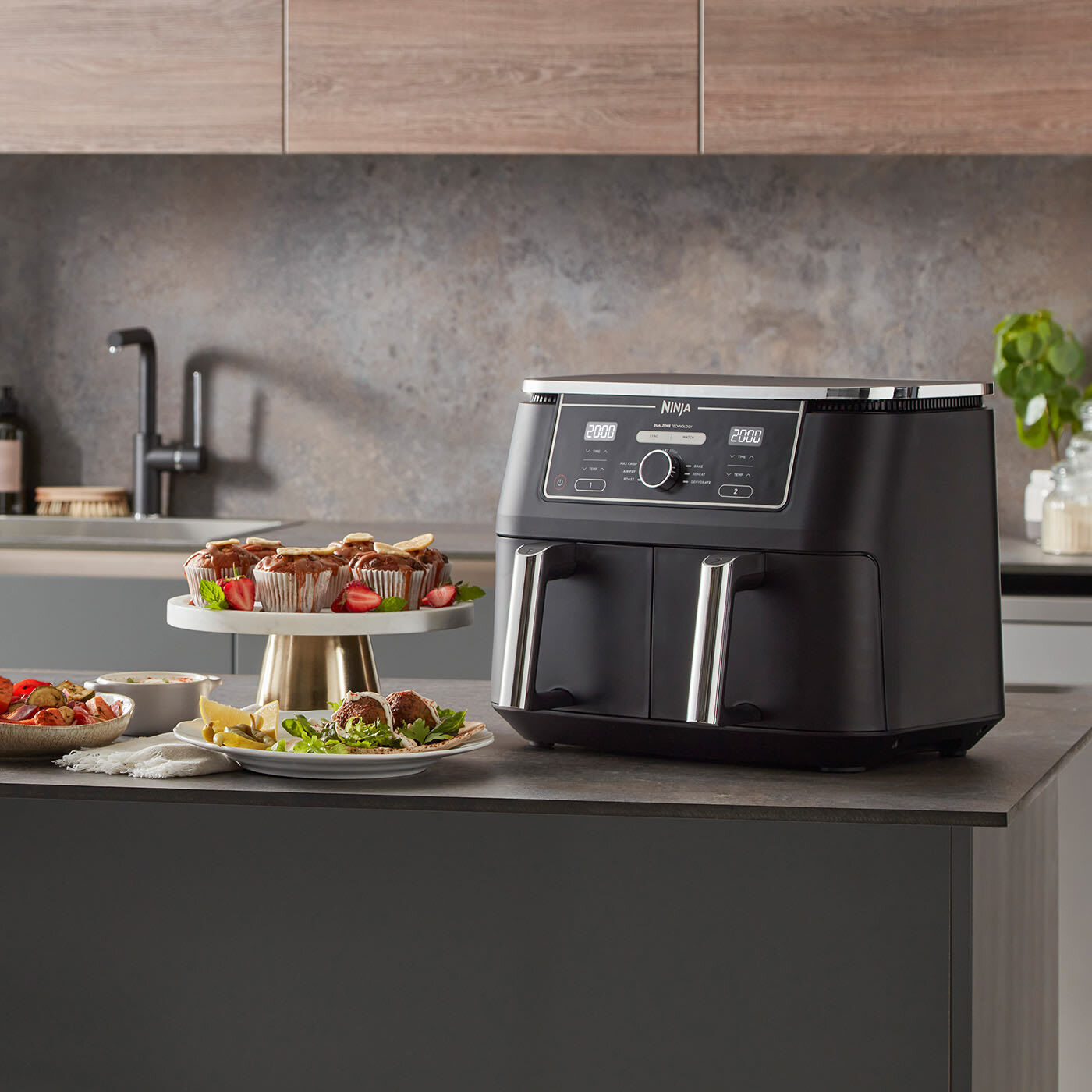 Ninja Foodi Air Fryer MAX Dual Zone – Refurbished [AF400UK], 6 Functions, 9.5L