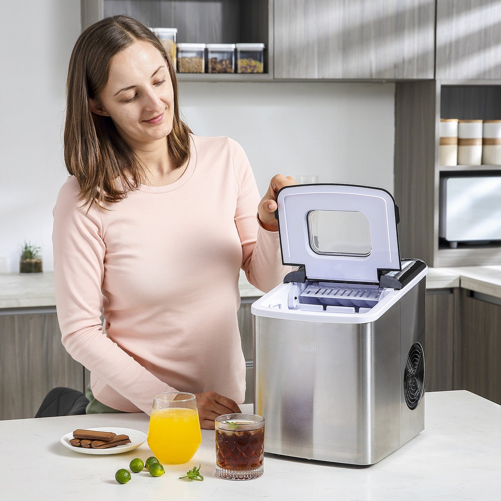 HOMCOM Compact Countertop Ice Maker Machine