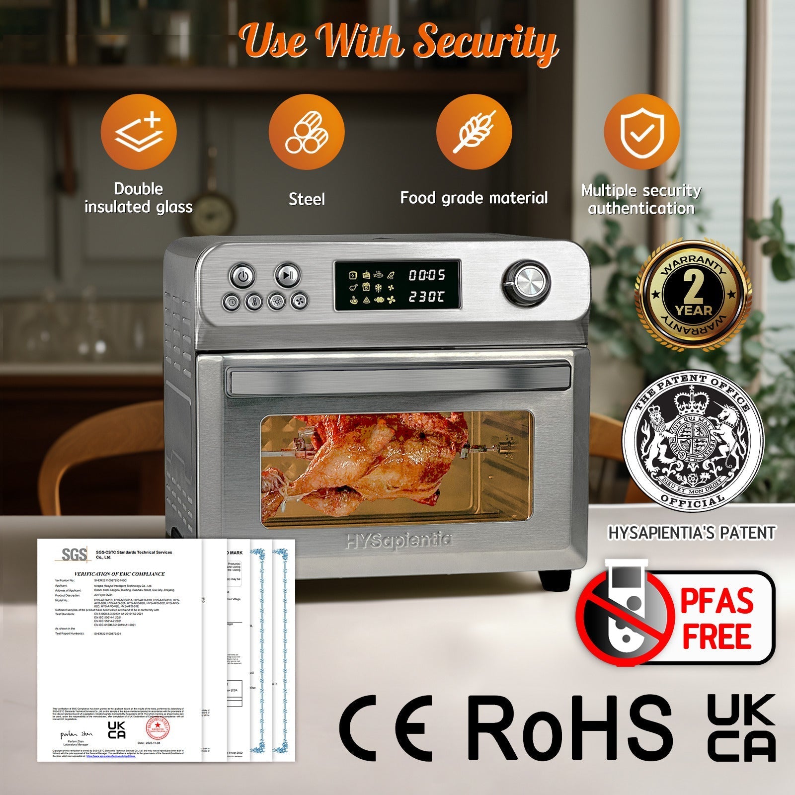 24L Digital Air Fryer Oven with Rotisserie