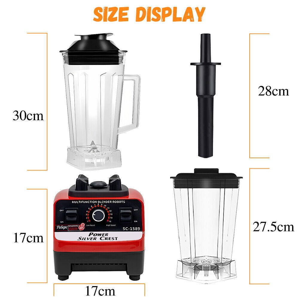 4500W Commercial Blender with 2 Jugs