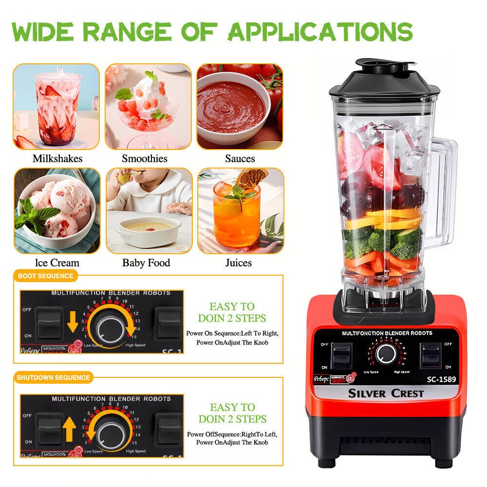 4500W Commercial Blender with 2 Jugs