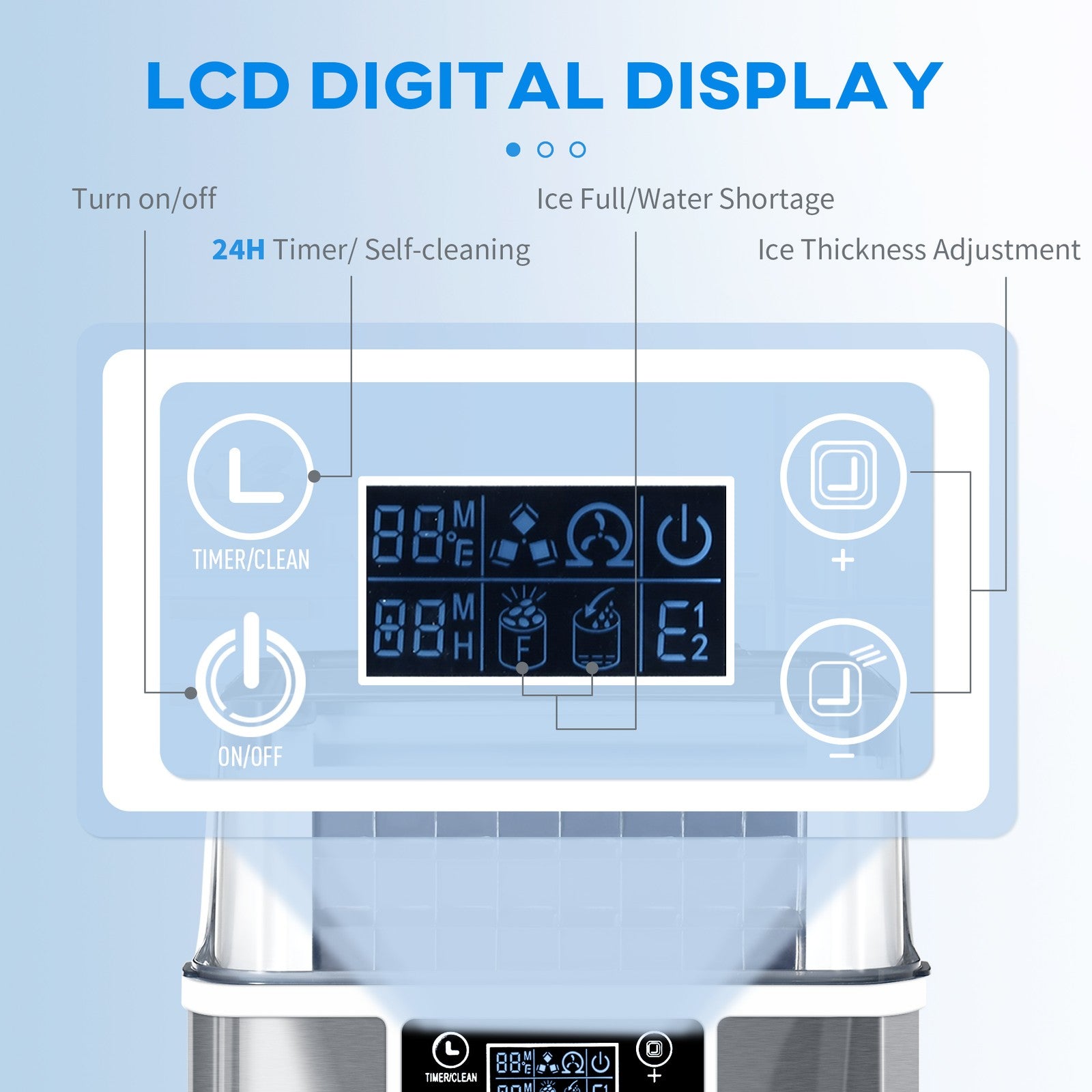 HOMCOM 20kg Countertop Ice Cube Maker
