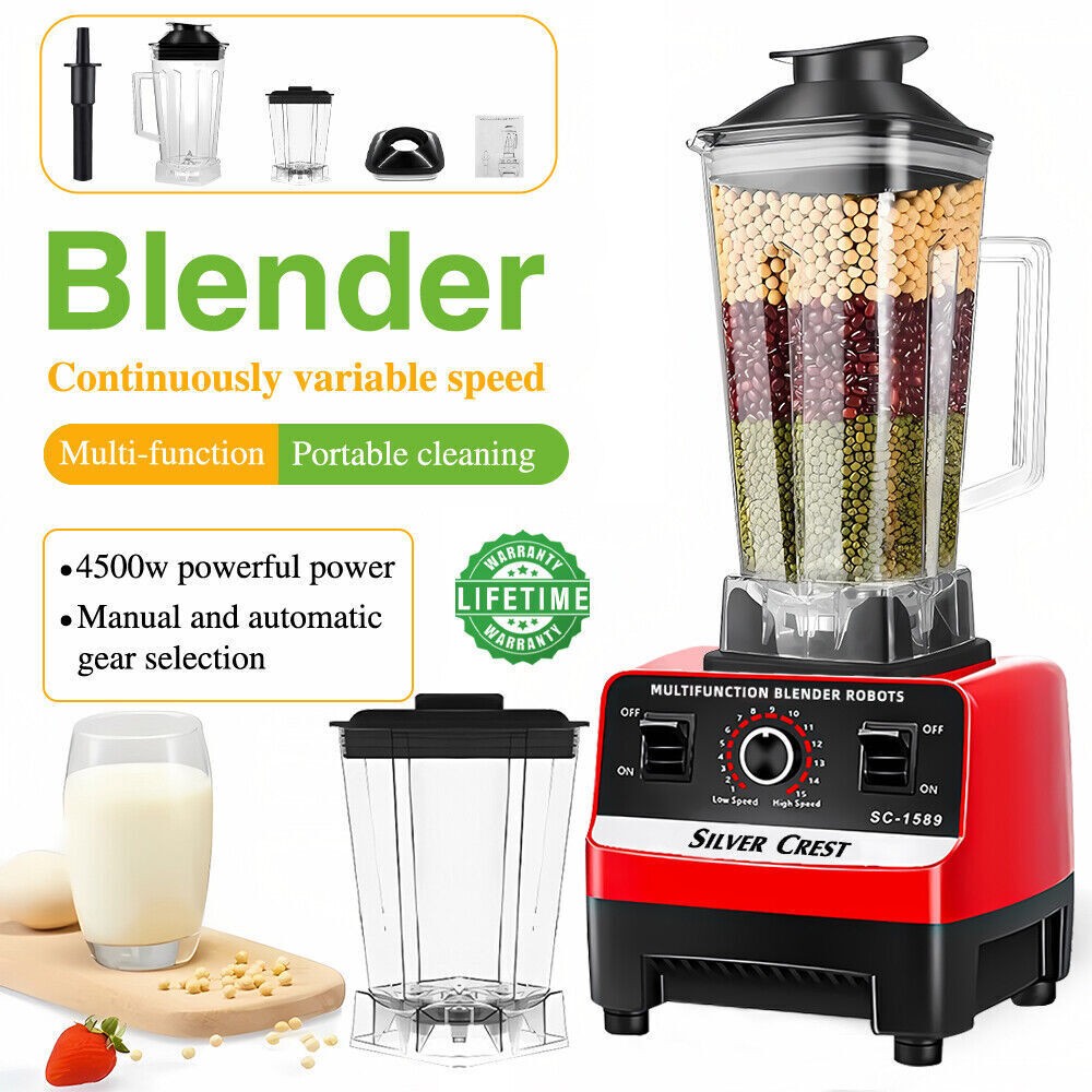 4500W Commercial Blender with 2 Jugs