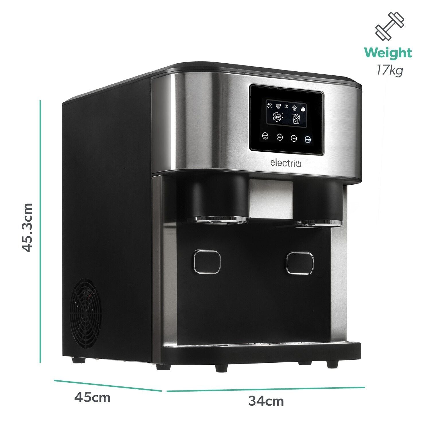 electriQ Countertop Ice Maker With Ice Crusher and Water Dispenser
