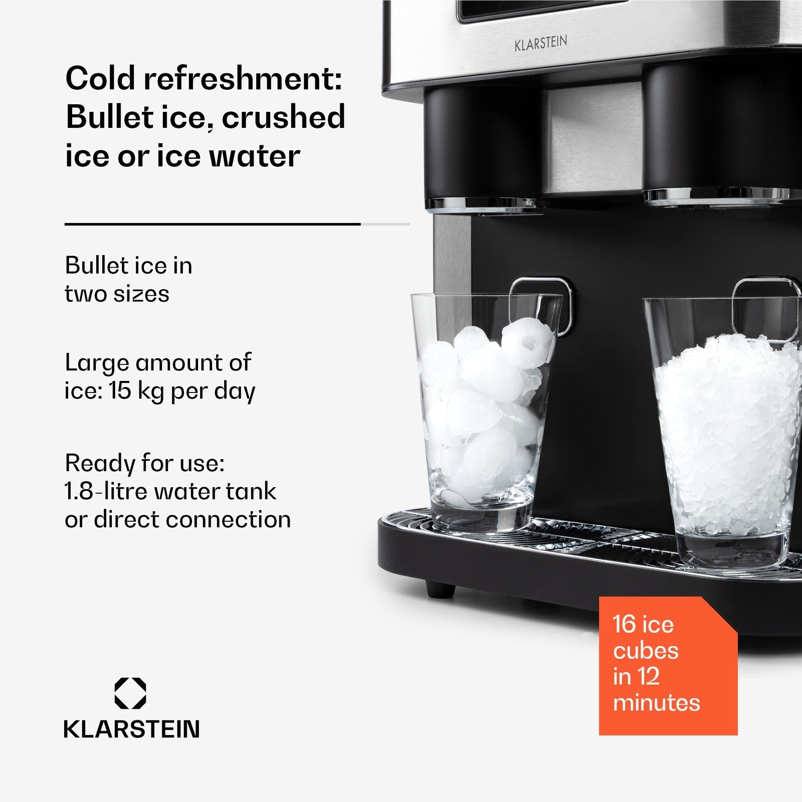 Klarstein Ice Age Crush 3-in-1 Ice Cube Maker & Crusher