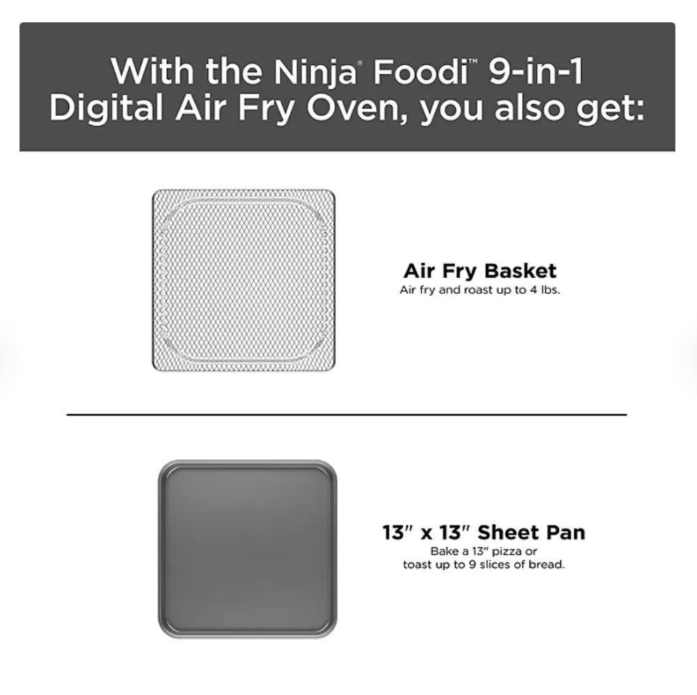 Ninja Foodi 9-in-1 Digital Air Fry Oven – Flip-Away Storage, XL Capacity