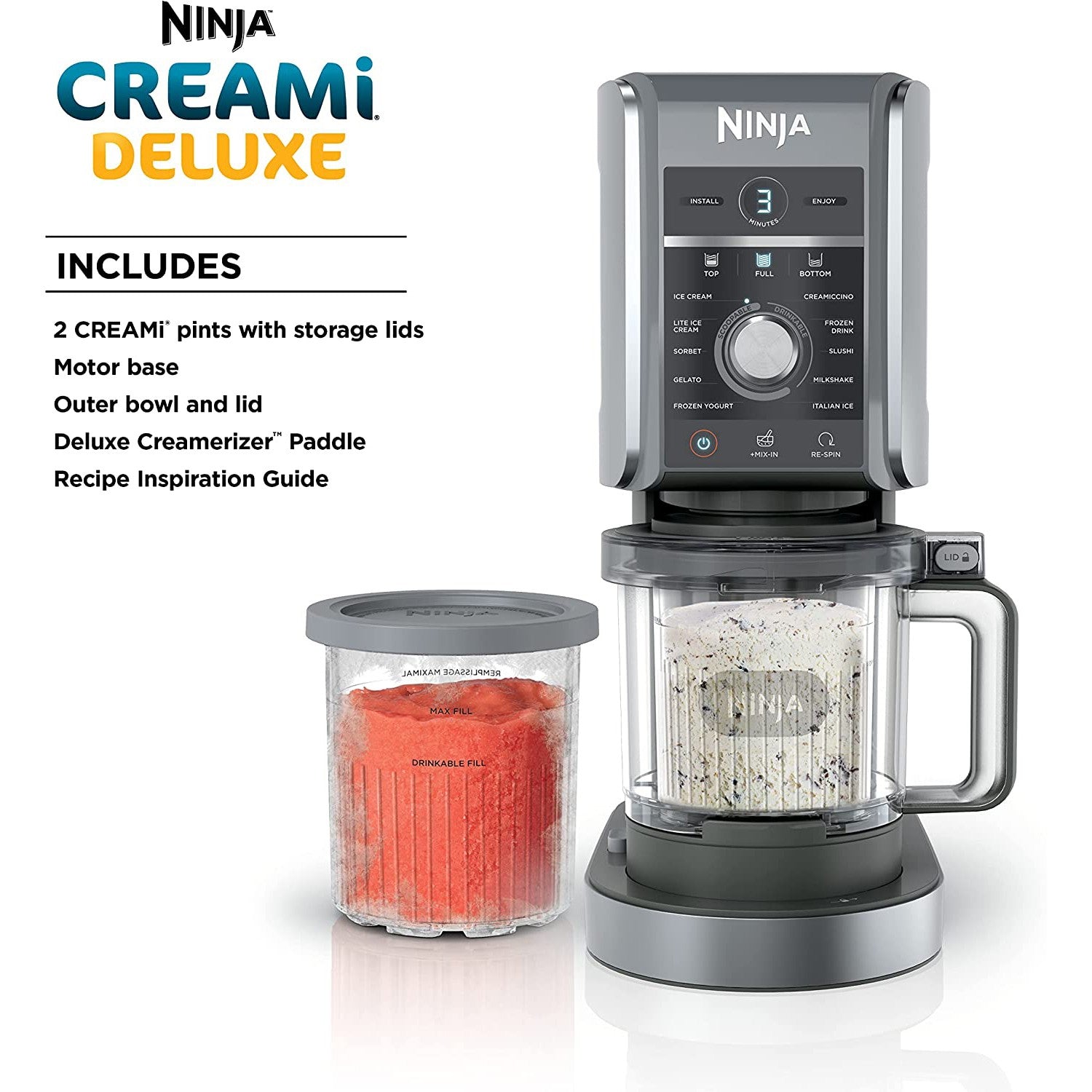 Ninja CREAMi Deluxe 11-in-1 XL Ice Cream Maker with Two 24-Oz Pints