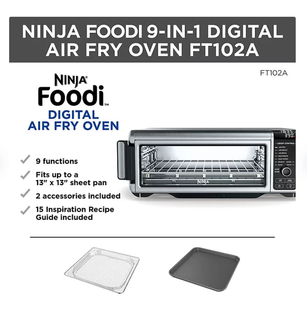 Ninja Foodi 9-in-1 Digital Air Fry Oven – Flip-Away Storage, XL Capacity