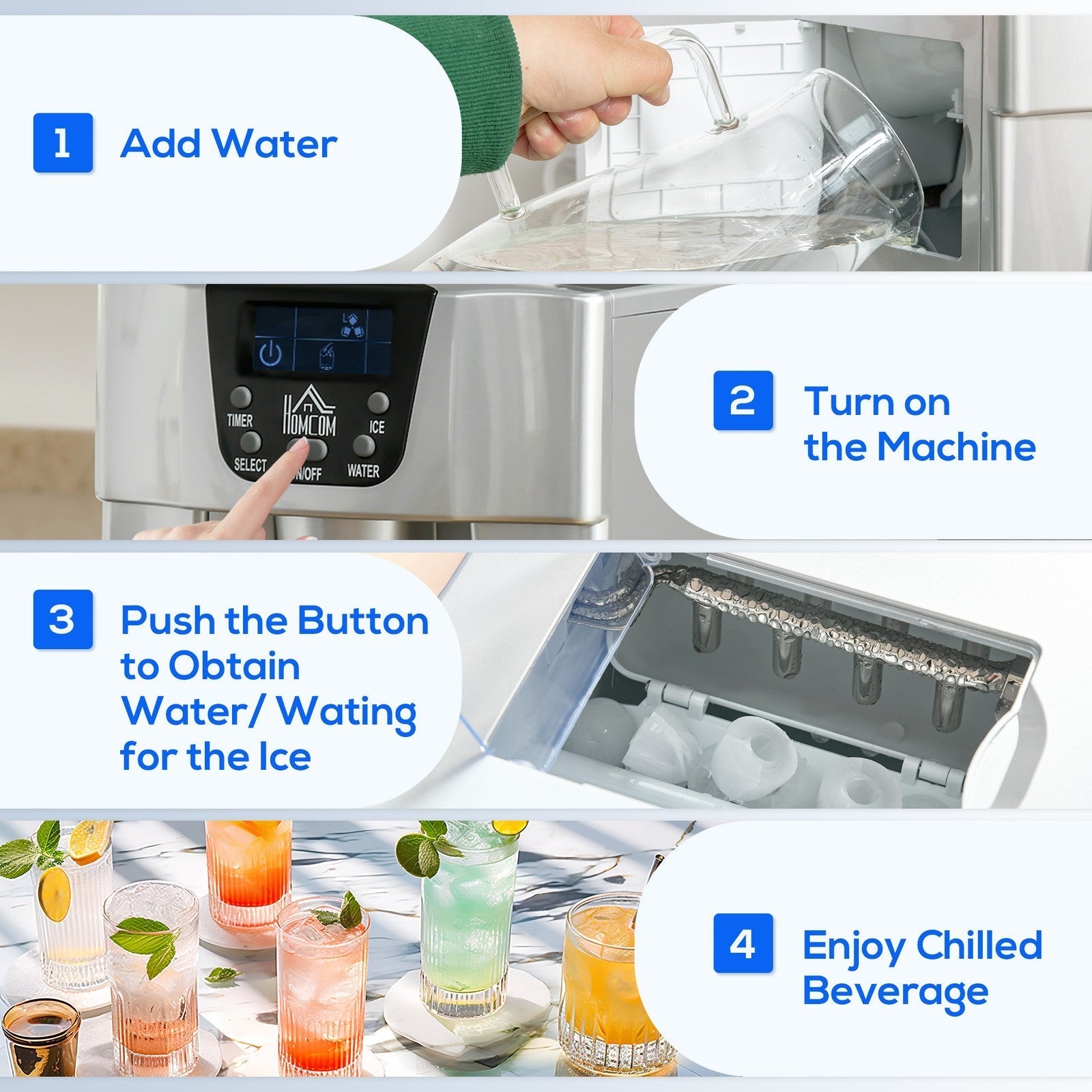 HOMCOM 2-in-1 Ice Maker & Water Dispenser