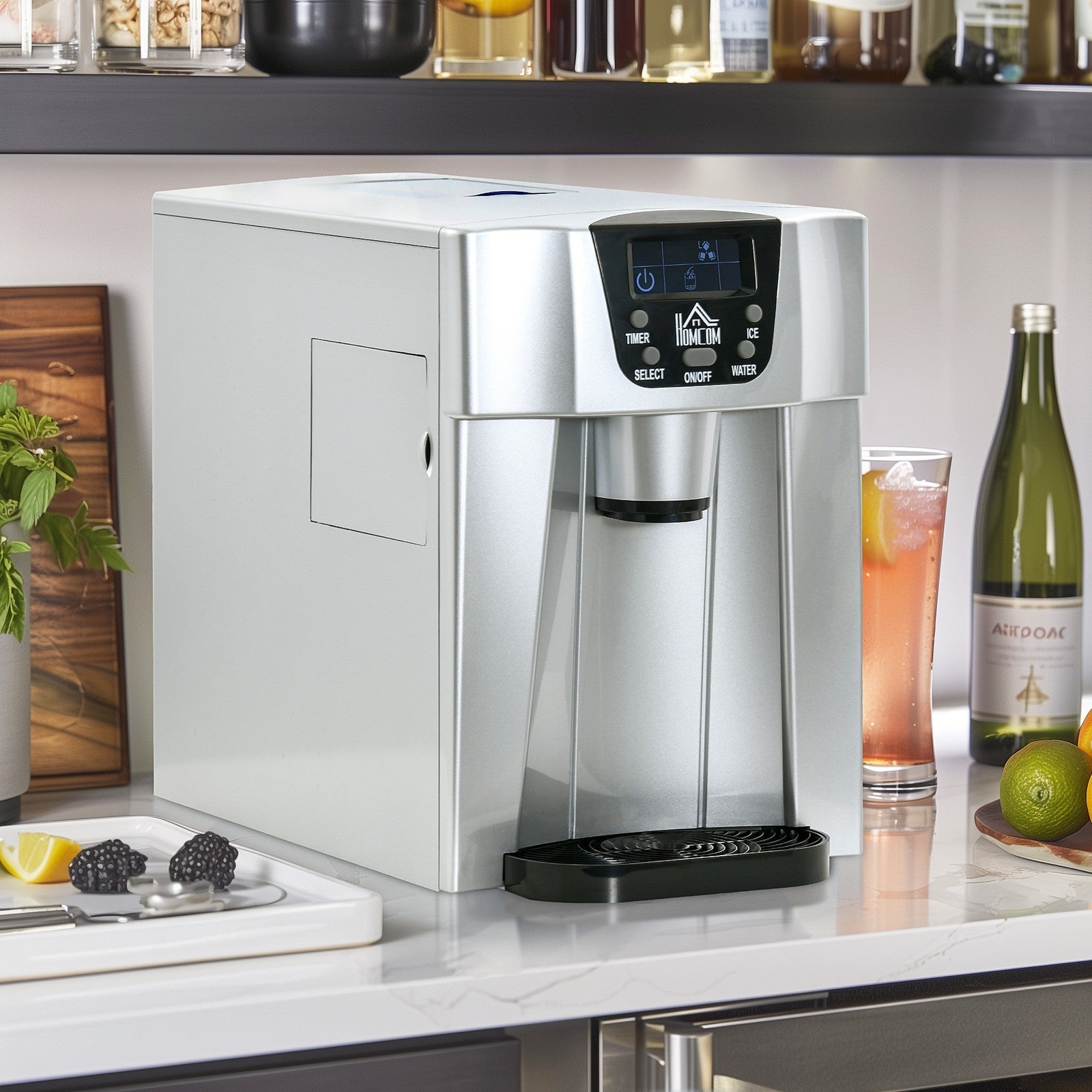 HOMCOM 2-in-1 Ice Maker & Water Dispenser