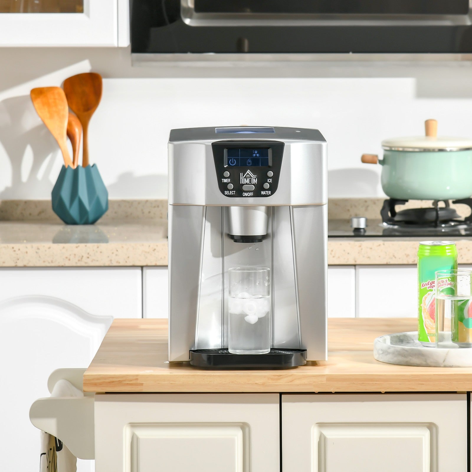 HOMCOM 2-in-1 Ice Maker & Water Dispenser