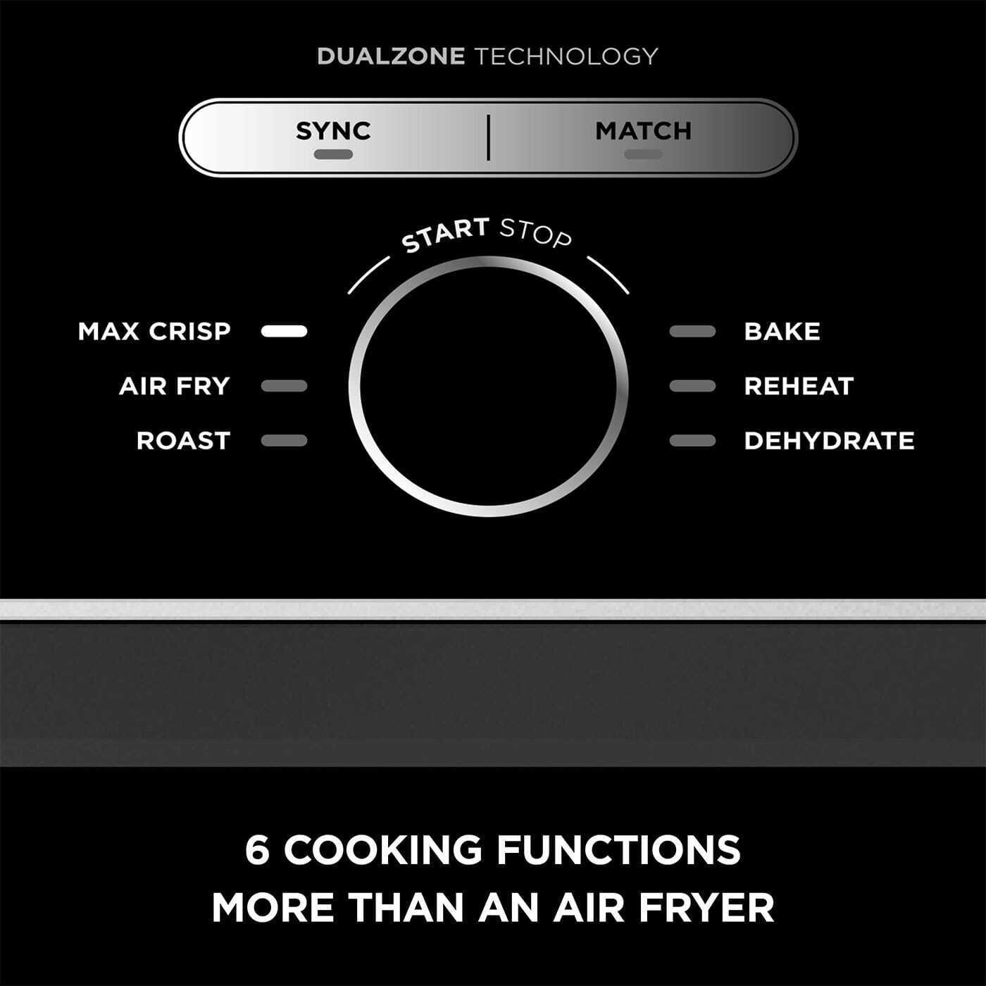 Ninja Foodi Air Fryer MAX Dual Zone – Refurbished [AF400UK], 6 Functions, 9.5L