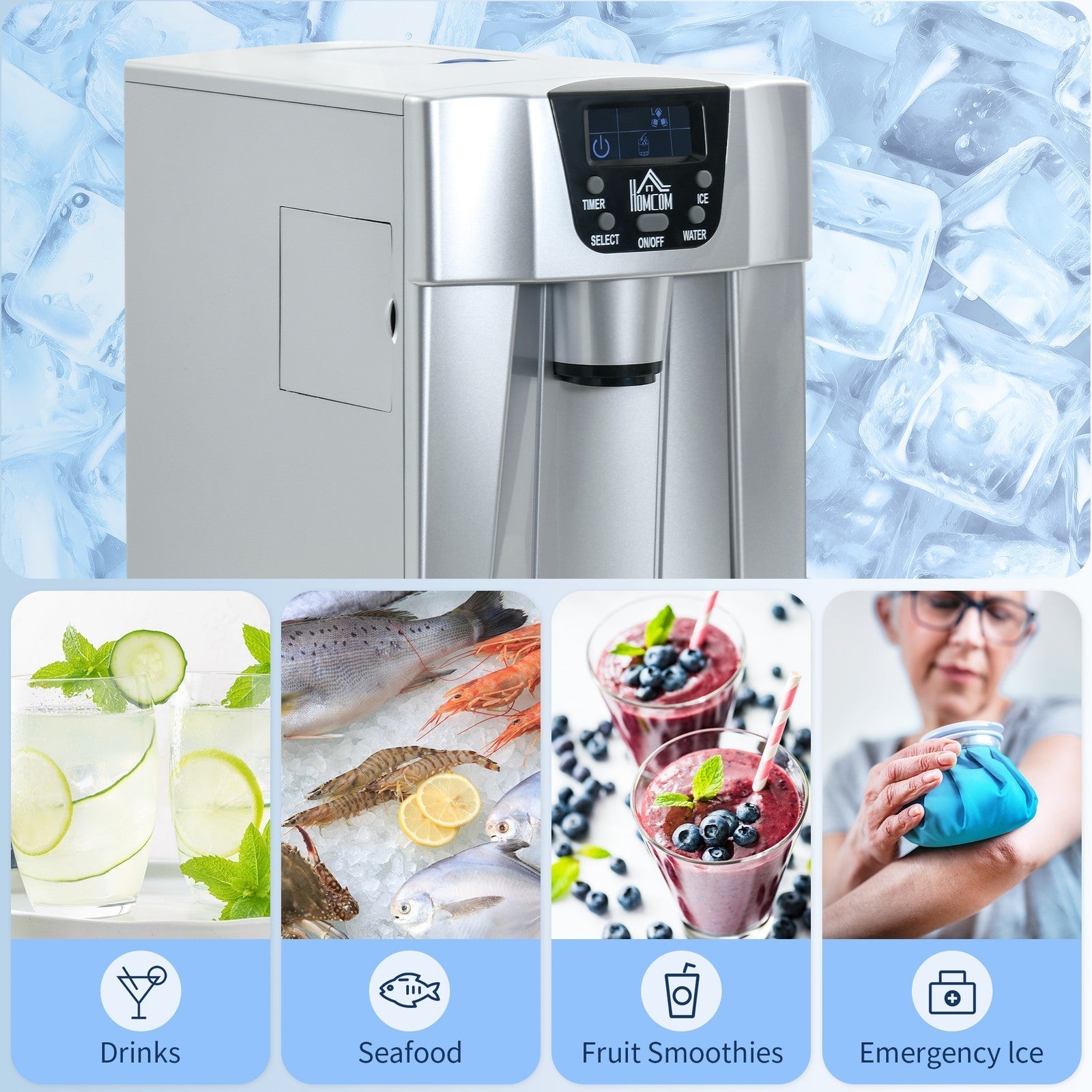 HOMCOM 2-in-1 Ice Maker & Water Dispenser