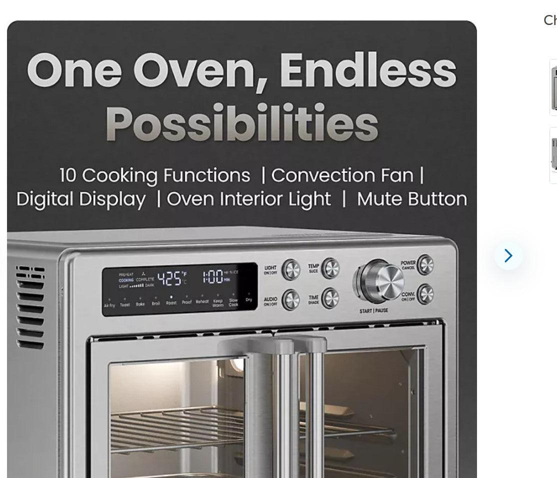 Chefman 10-in-1 French Door Toaster Oven Air Fryer XL Multi-Cooker