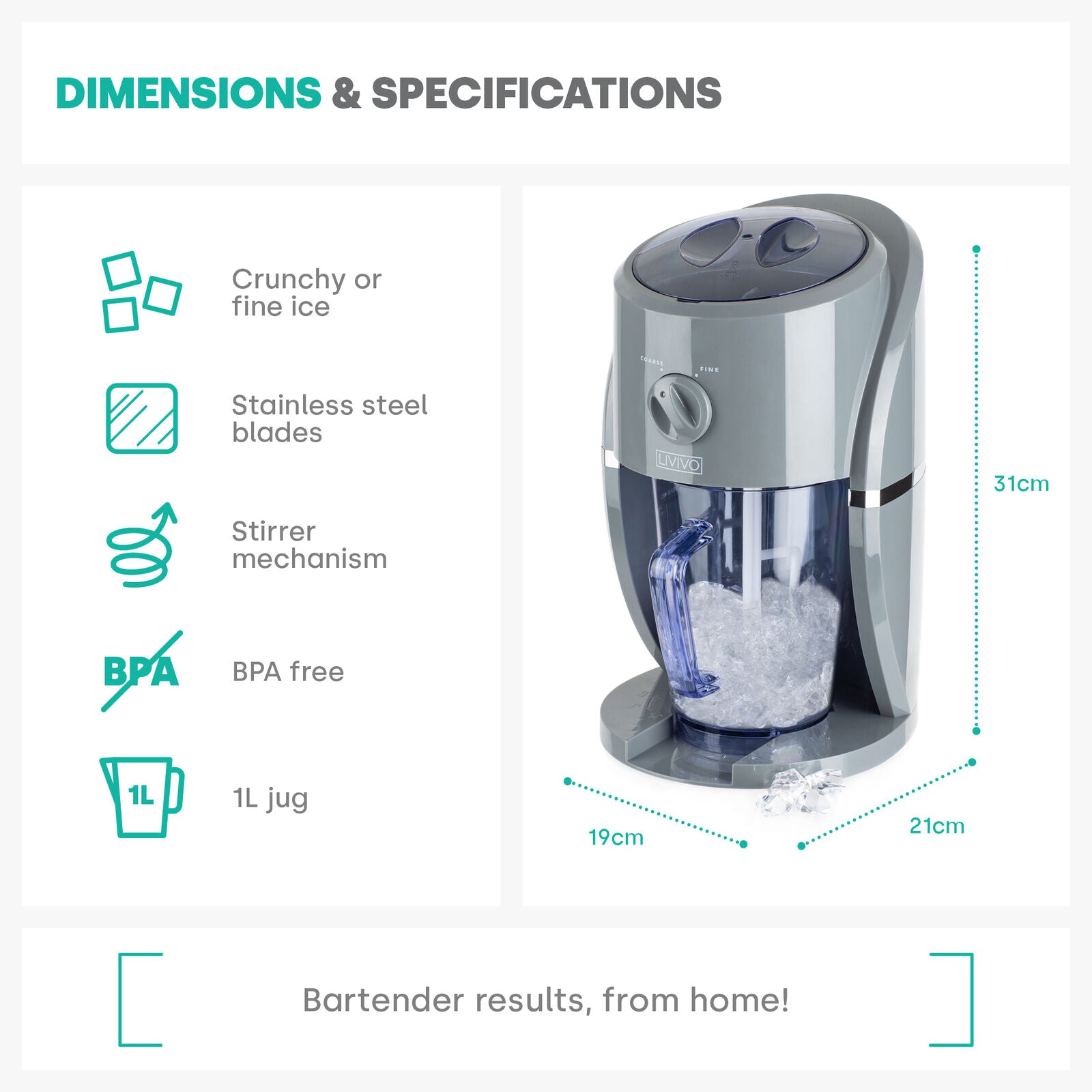 LIVIVO Electric Ice Crusher & Snow Cone Maker