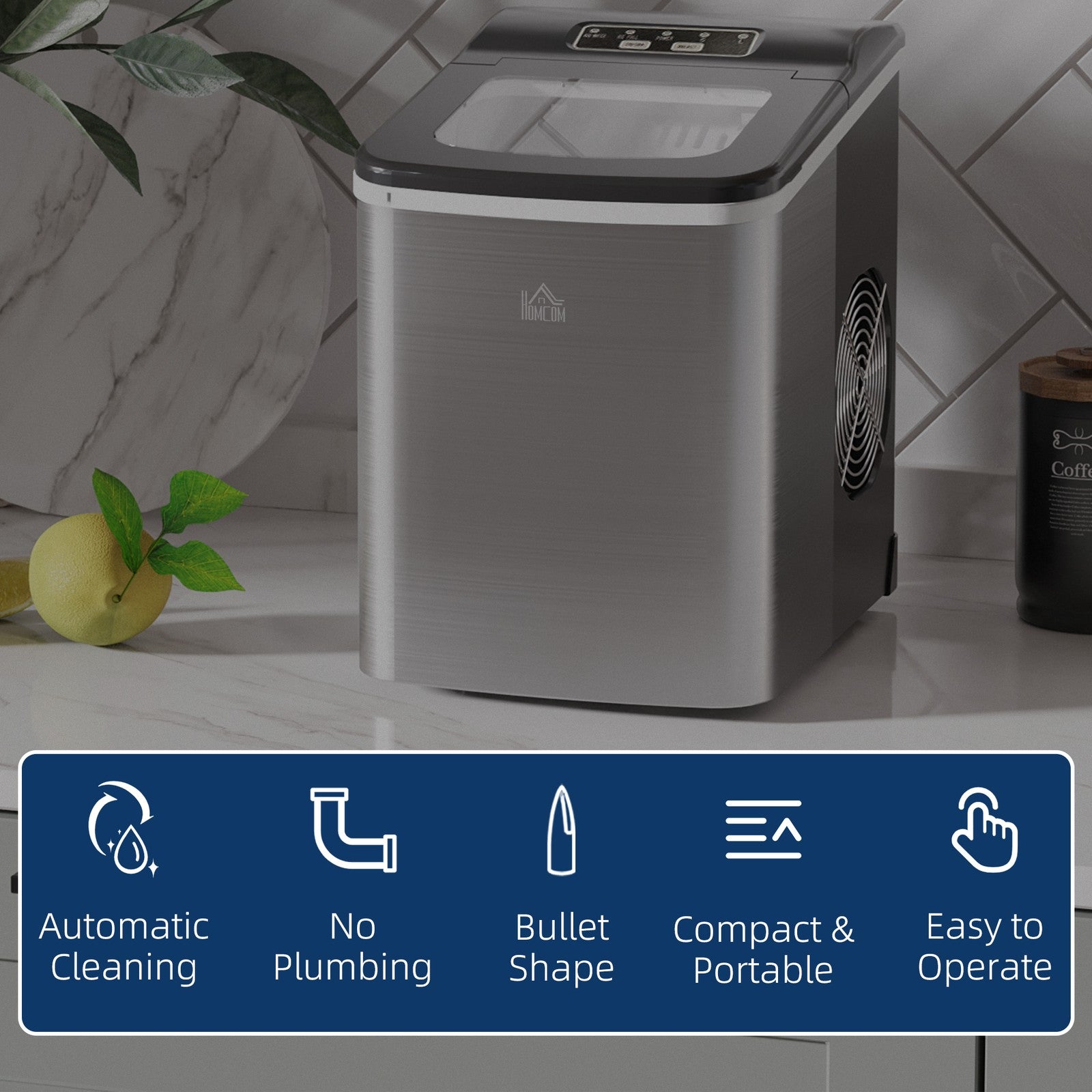 HOMCOM Compact Countertop Ice Maker Machine