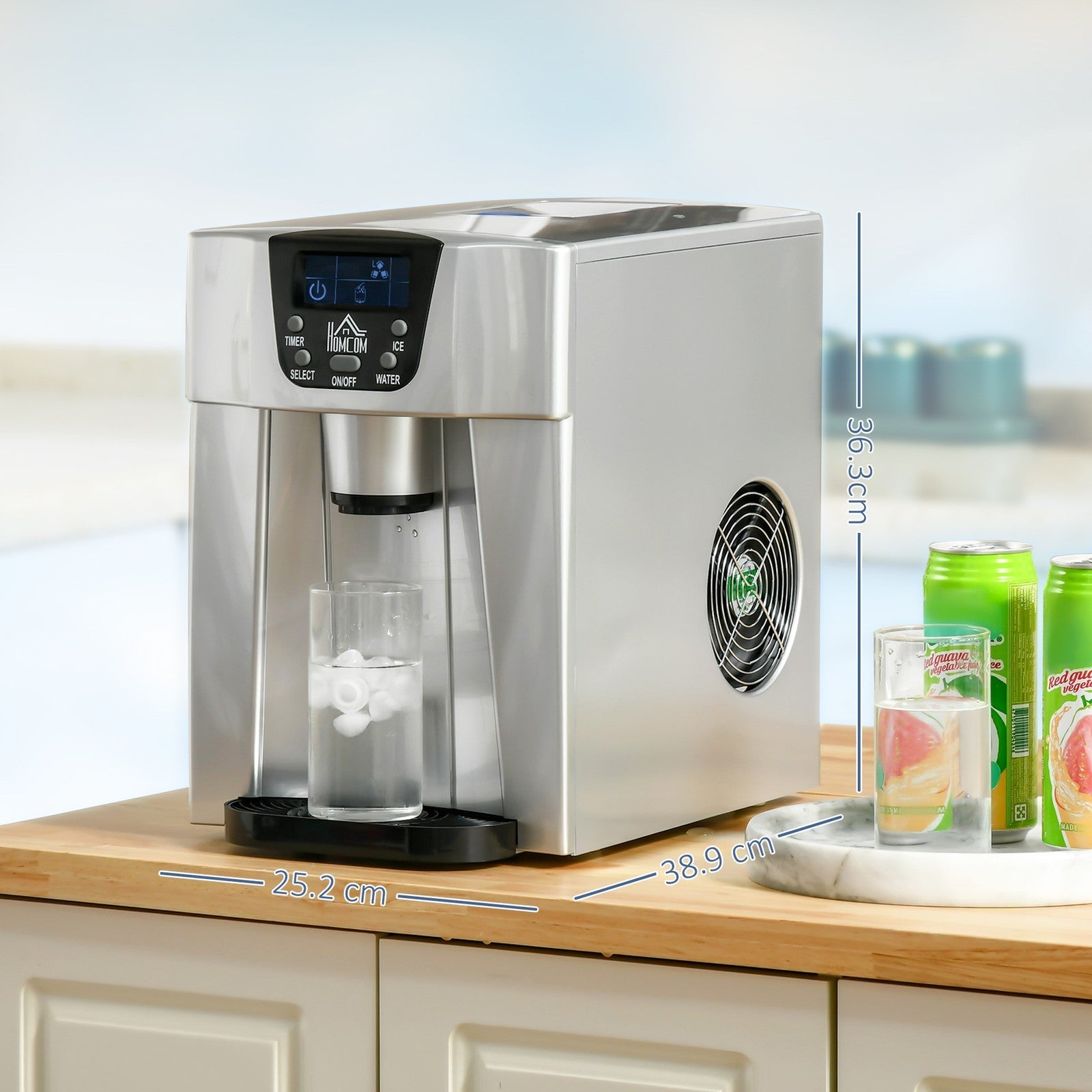 HOMCOM 2-in-1 Ice Maker & Water Dispenser