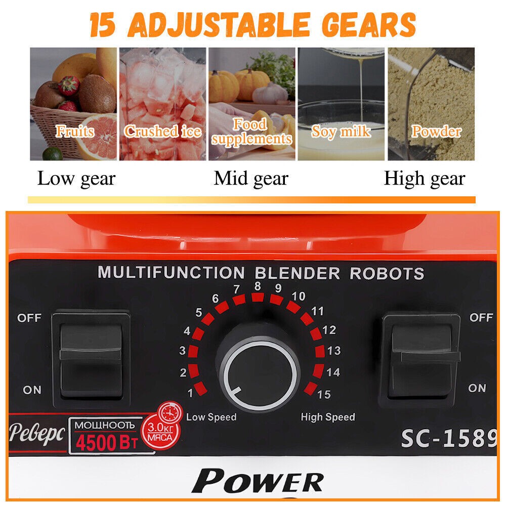 4500W Commercial Blender with 2 Jugs