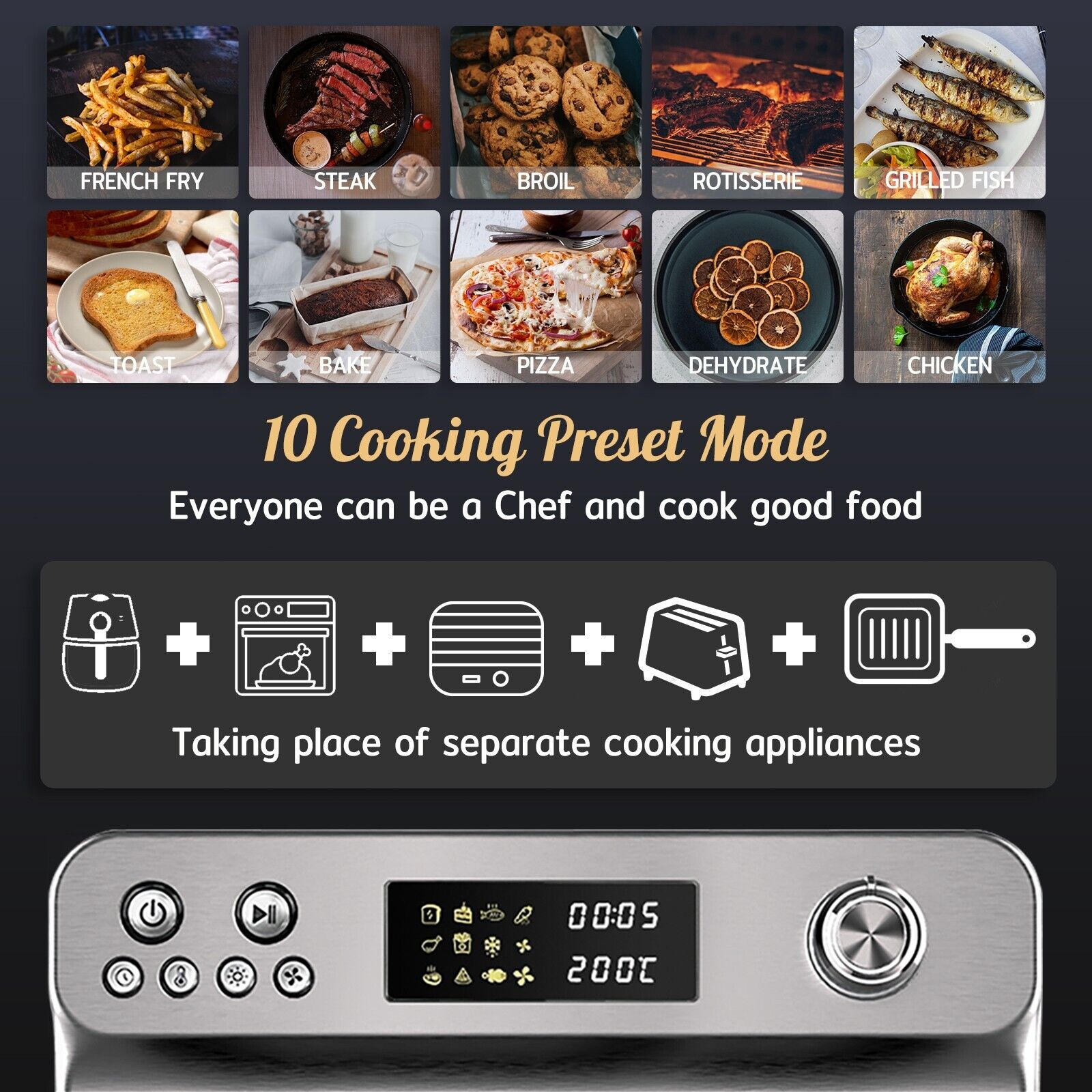 24L Digital Air Fryer Oven with Rotisserie