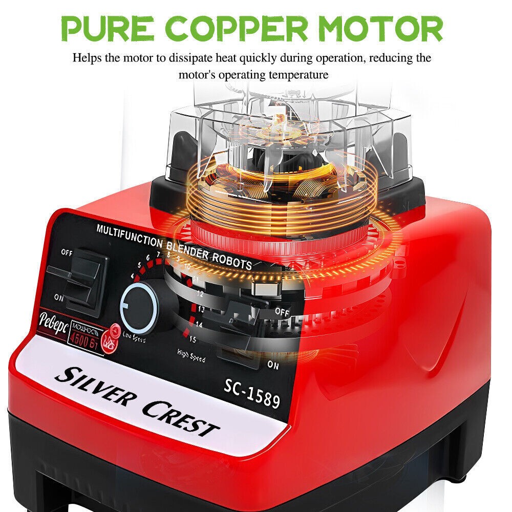 4500W Commercial Blender with 2 Jugs