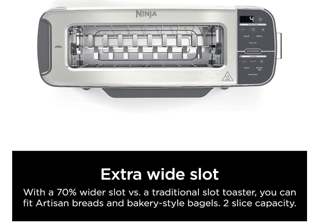 Ninja Foodi 2-in-1 Flip Toaster & Oven – 2-Slice Stainless Steel